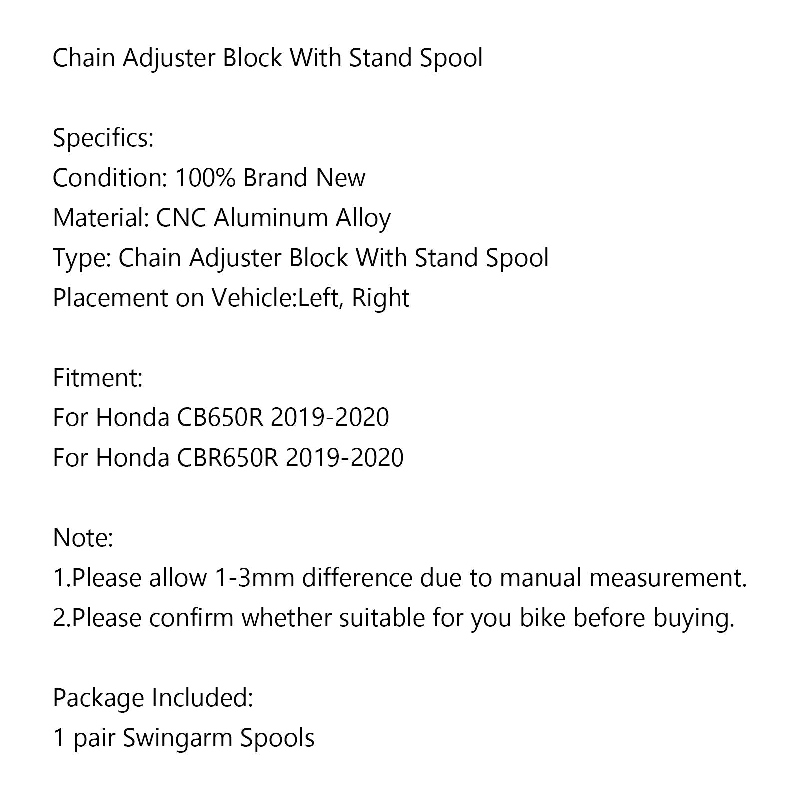 Bloc de réglage de chaîne CNC avec bobine de support pour Honda CB650R CBR650R 2019-2020 générique