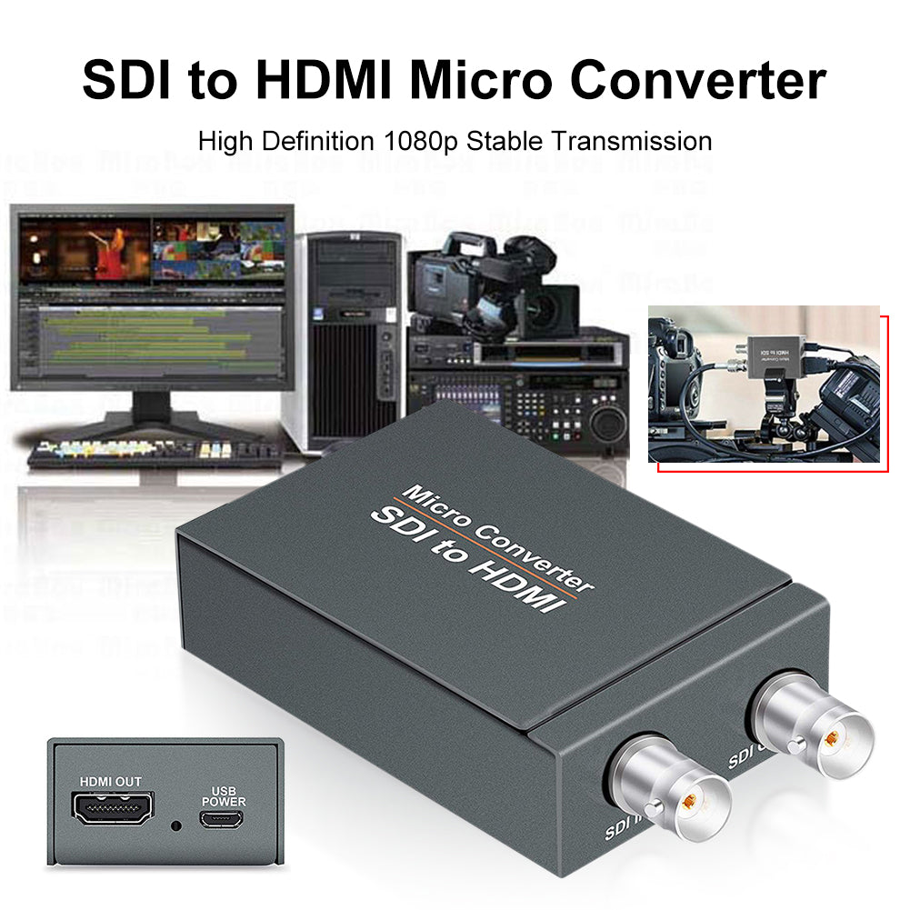 Convertidor de vídeo Mini HD SDI a HDMI + Detección de formato de audio SDI 1 a 2