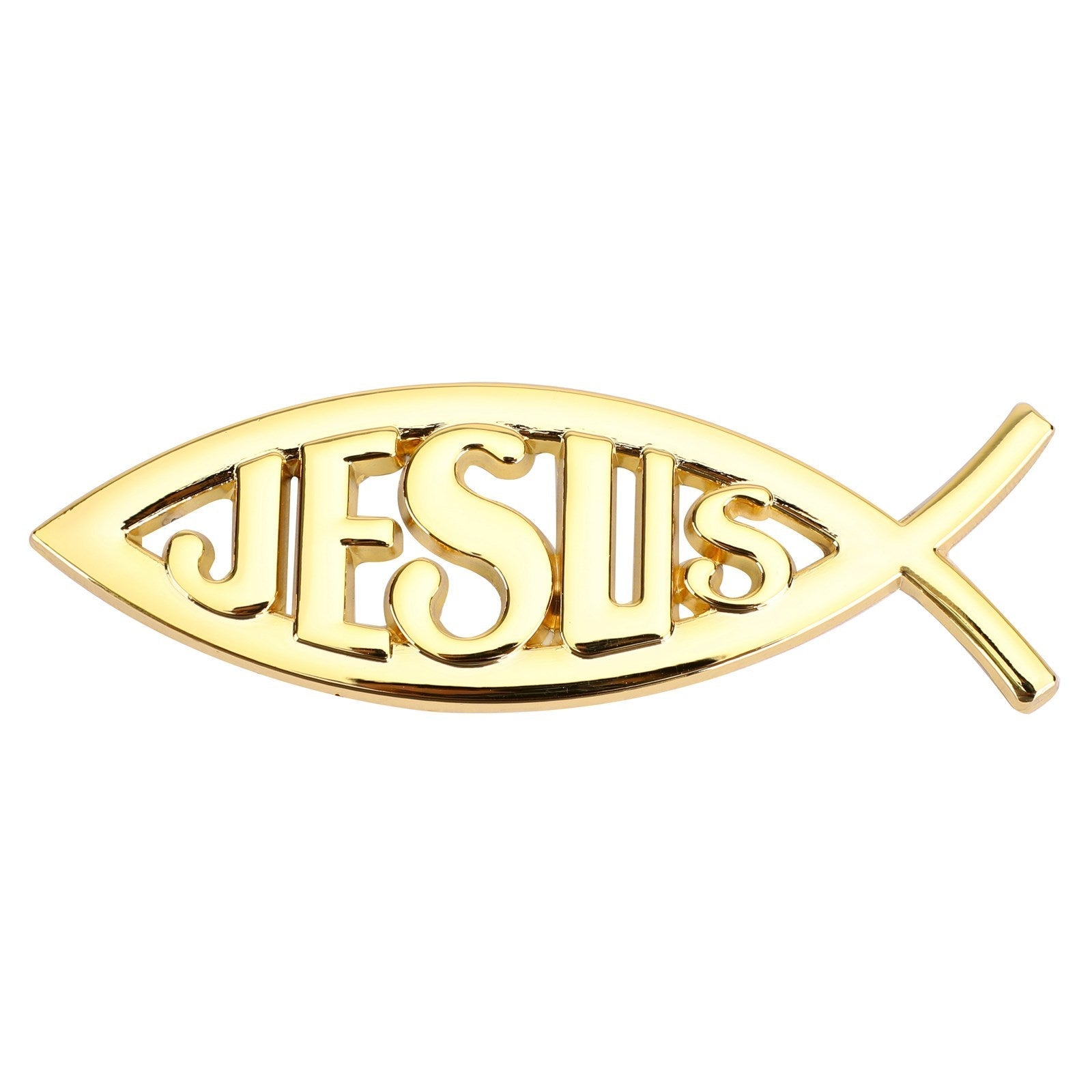 Adesivo per auto 3D Emblema Decalcomania Dio religioso per Gesù cristiano Simbolo del pesce Argento