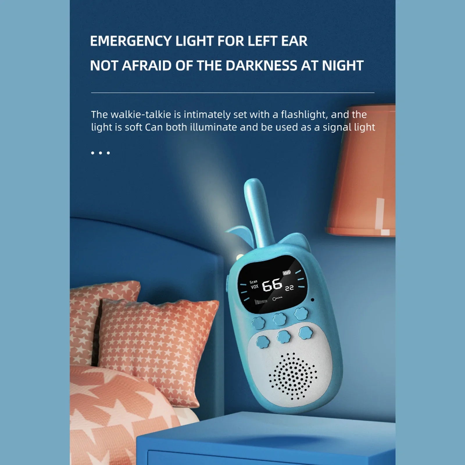 Paquete de 2 Talkies -Walkies Children - Rango de 3 km - 22 canales - Lámpara de bolsillo - Recargable