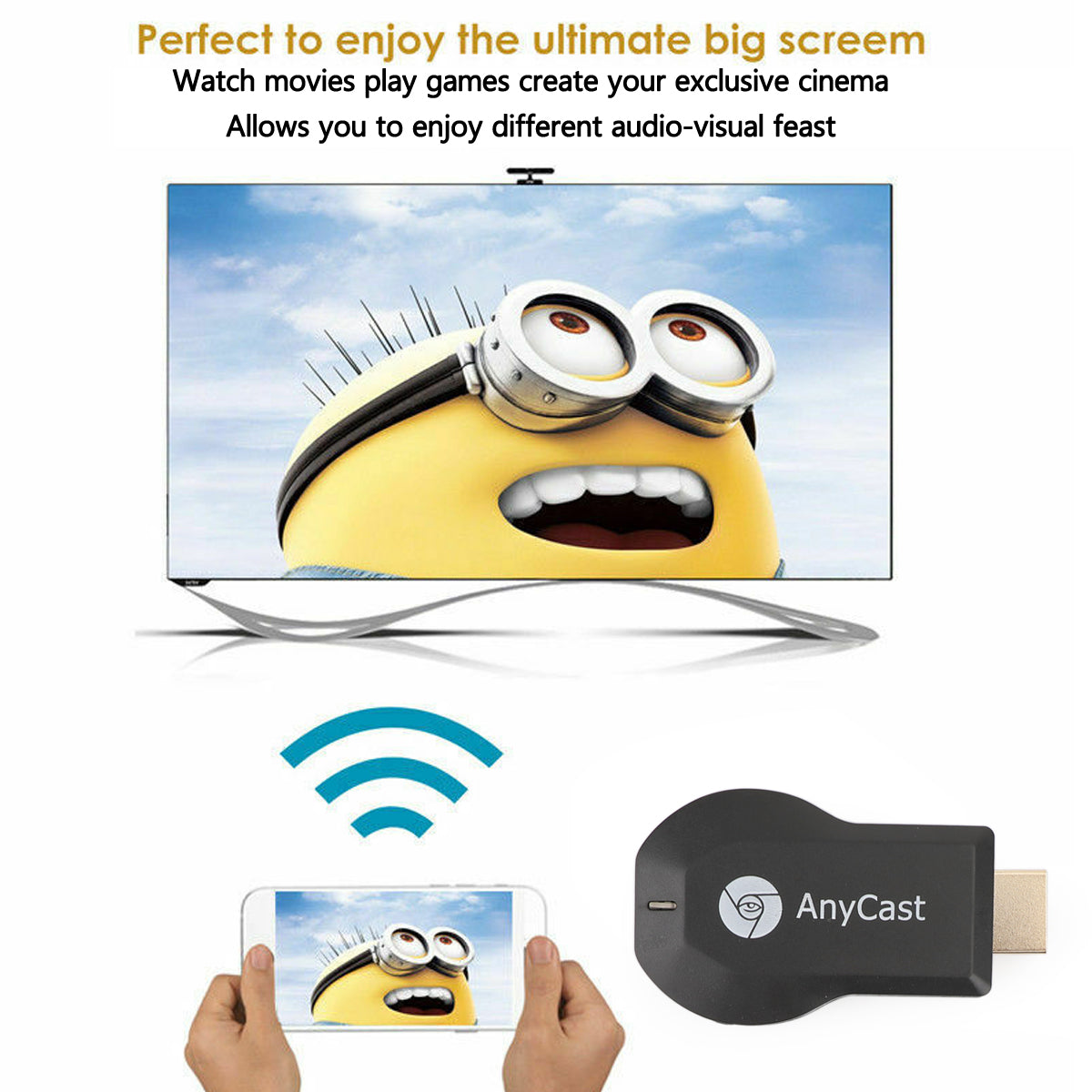 Receptor de pantalla Dongle Streamer Anycast 4K M4+ Air Play HDMI TV Stick WIFI