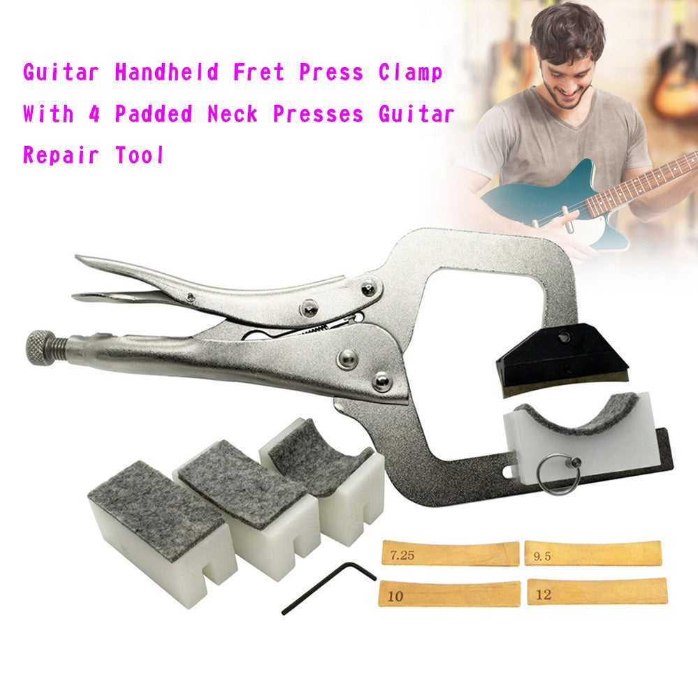 Alicates de prensa de trastes de bolsillo para guitarra con 4 prensas de cuello acolchadas herramienta de reparación de guitarra