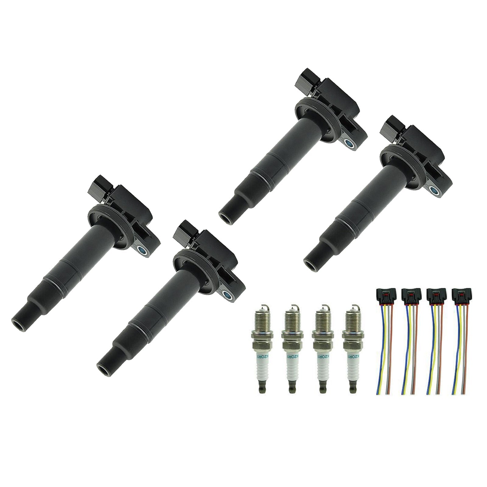 4X bobina de encendido + bujía + conector UF316 90919-02240 9008019021 para Scion XA XB 1.5L Fedex Express