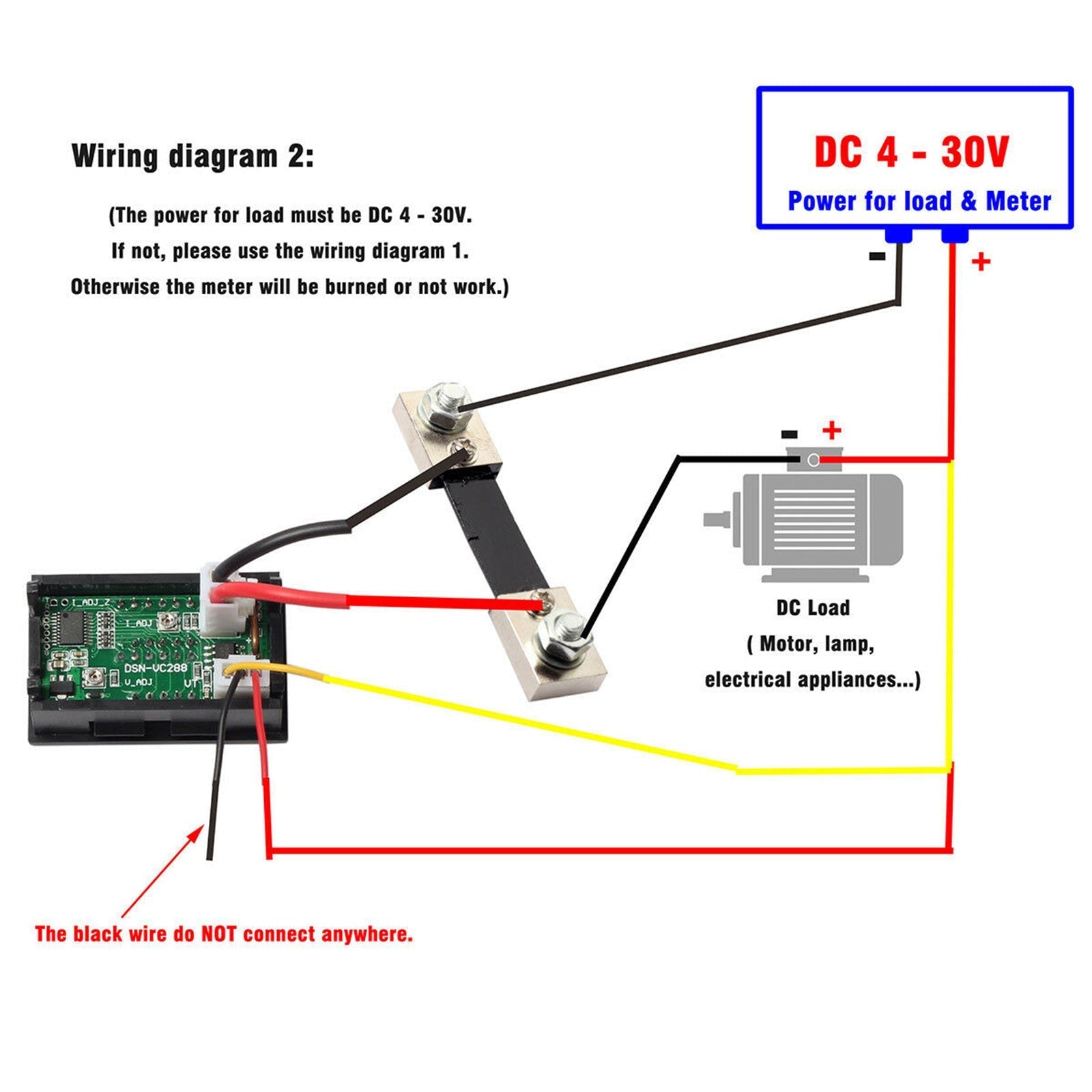 DC 100A 100V Digital Amp Voltmètre Voltmètre Ampèremètre Bleu Rouge LED Courant Shunt