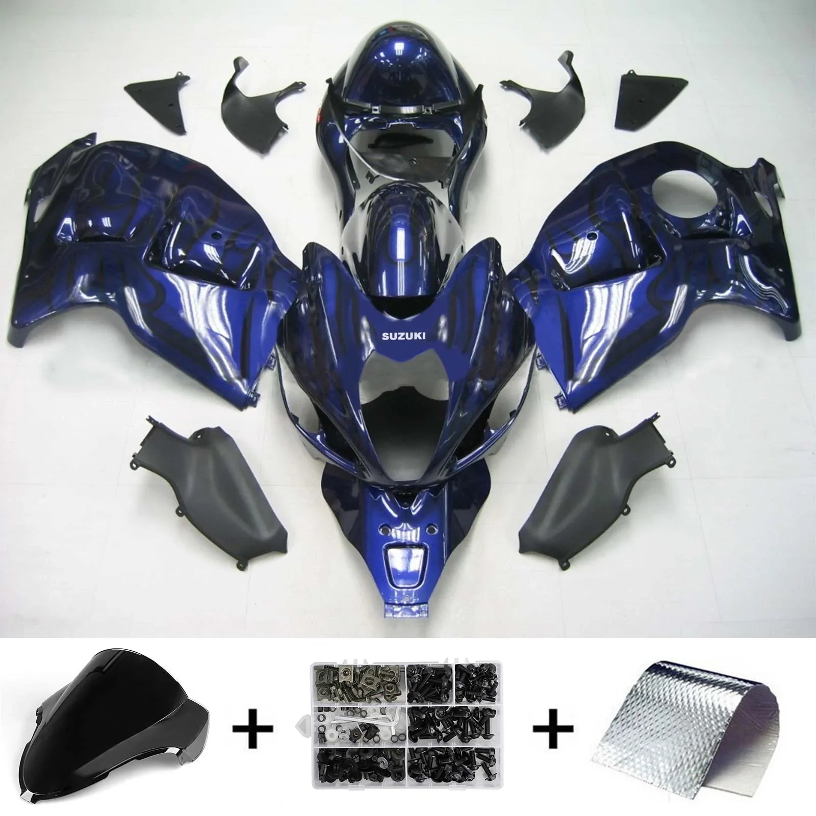 Amotopart Suzuki Hayabusa GSXR1300 1999-2007 Kit Carénage Carrosserie Plastique ABS