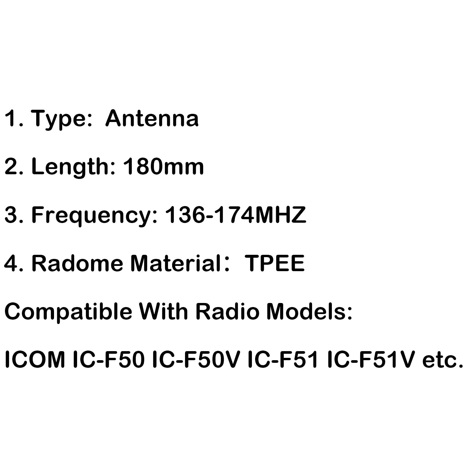 136-174 MHz VHF-piiskaantenni ICOM IC-F50 IC-F50V IC-F51 IC-F51V radiolle