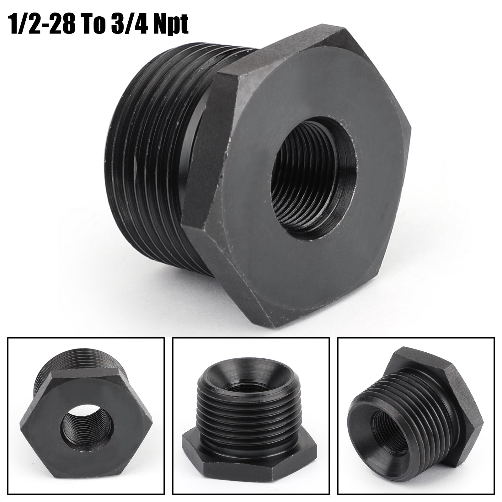 Adaptateur fileté pour filtre à huile 1/2-28 à 3/4 NPT plus résistant que l'aluminium noir