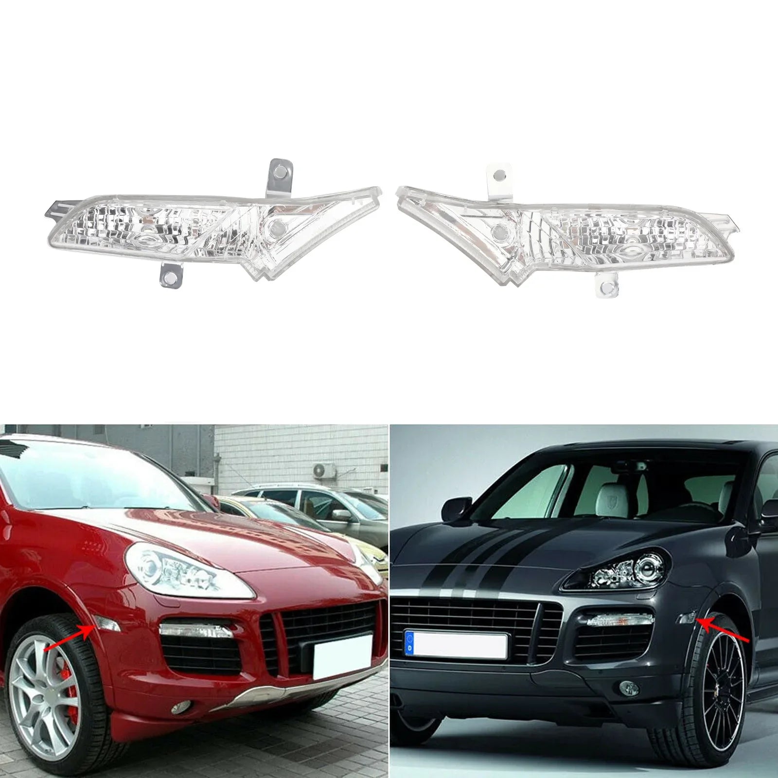 Paire de feux de position latéraux avant droit + gauche transparents pour Porsche Cayenne 2008-2010