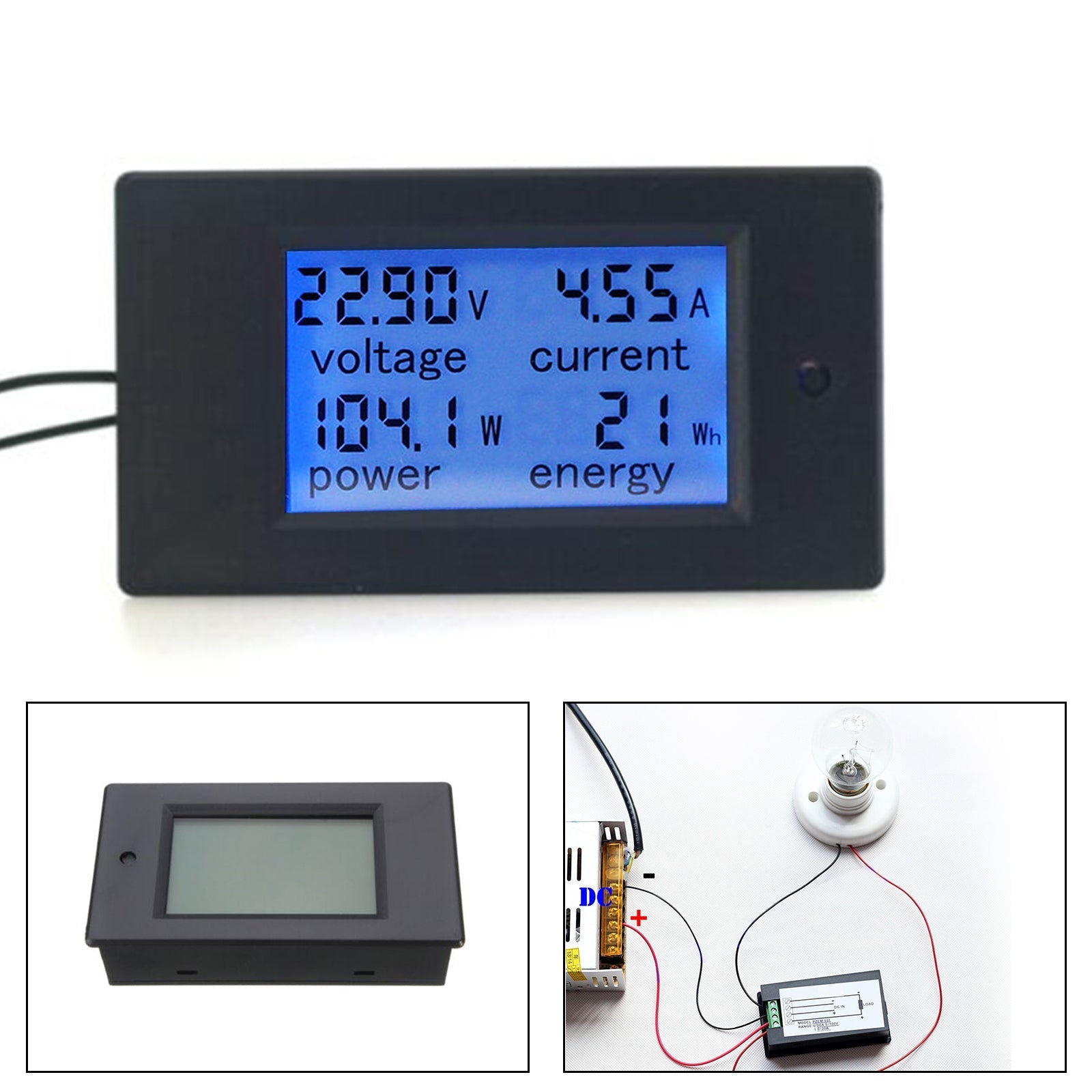 DC 20A 100V LCD Numérique Volt Tension Watt Courant Compteur De Puissance Ampèremètre Voltmètre