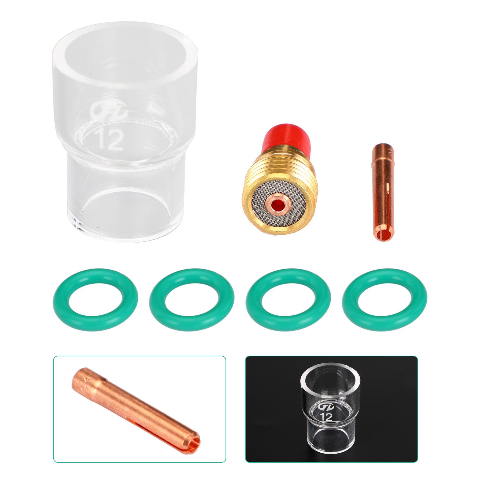 7 pièces TIG torche de soudage Stubby gaz lentille Pyrex verre tasse Kit pour WP-9/20/25