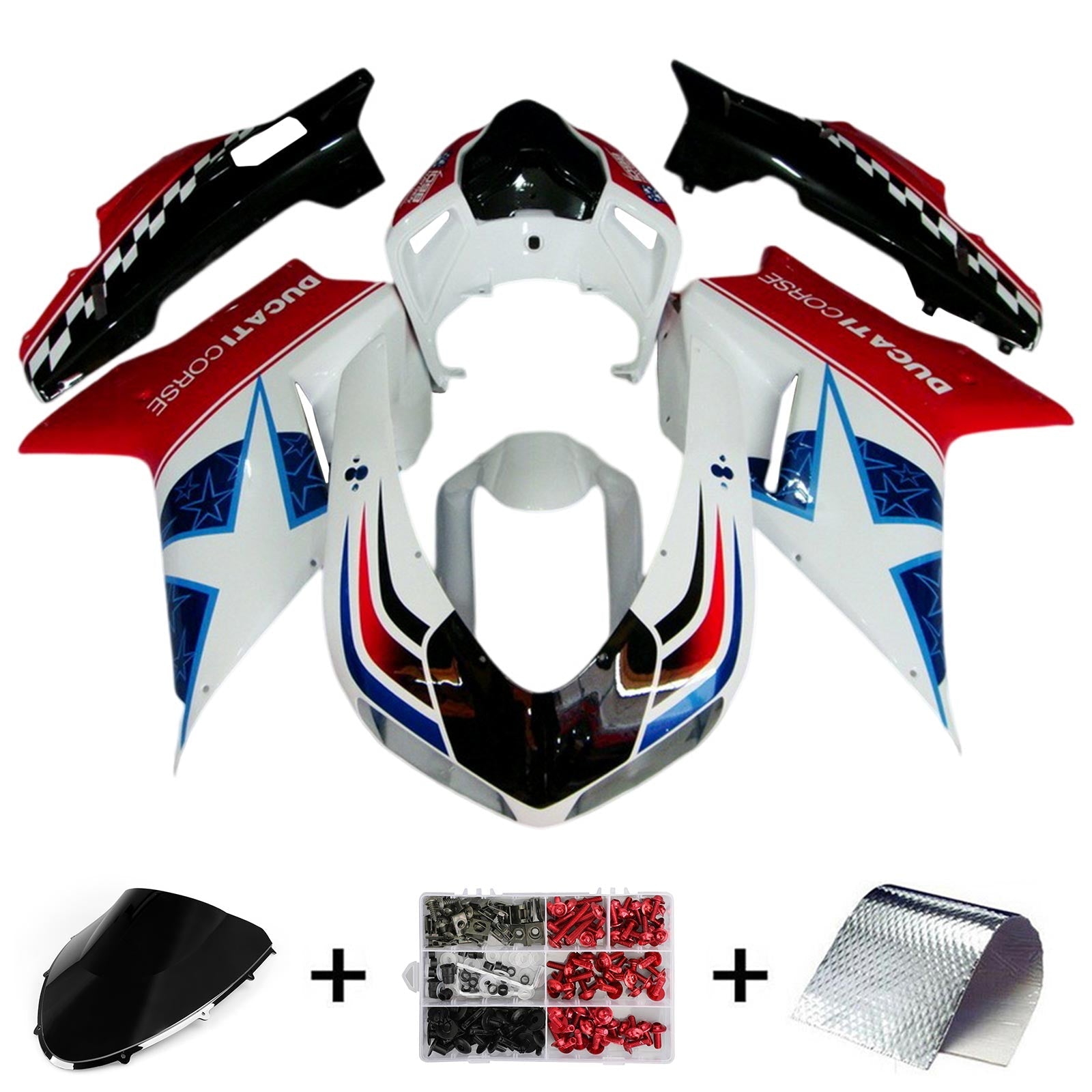 Amotopart Ducati 1098 1198 848 2007-2011 Kit de carenado de carrocería ABS