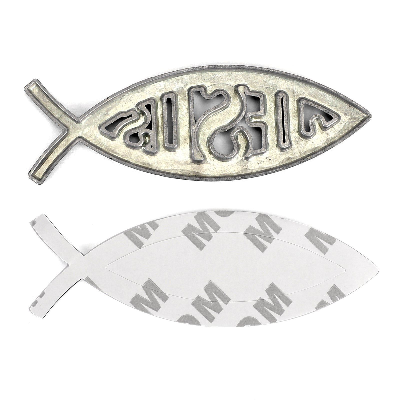 Etiqueta engomada del coche 3D Emblema Calcomanía Dios religioso para Christian Jesus Fish Símbolo Plata
