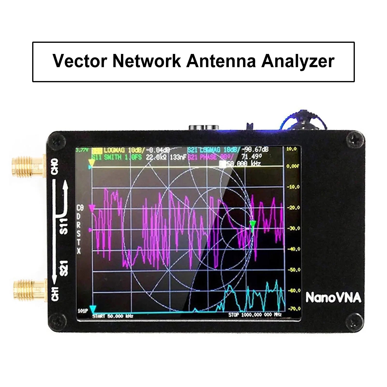 Analyseur 'antenne réseau vectoriel NanoVNA-H Analyseur MF HF VHF UHF avec emplacement pour carte SD