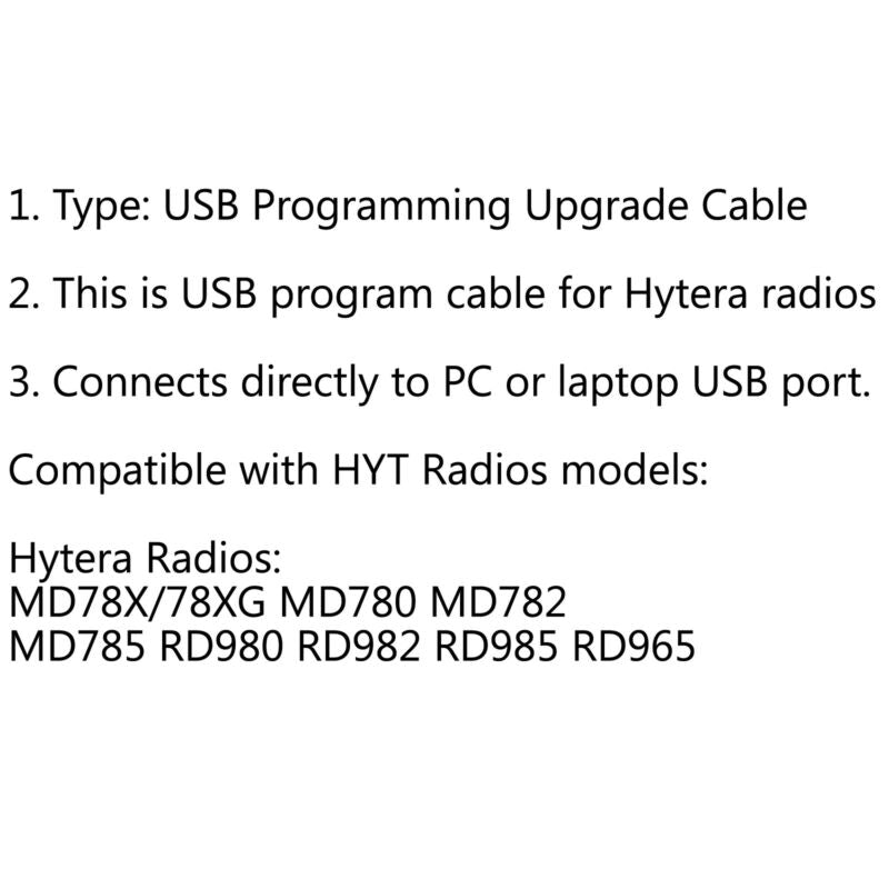 Câble de mise à niveau de programmation USB pour Hytera MD650 MD780 RD782 MD782URD982 RD985