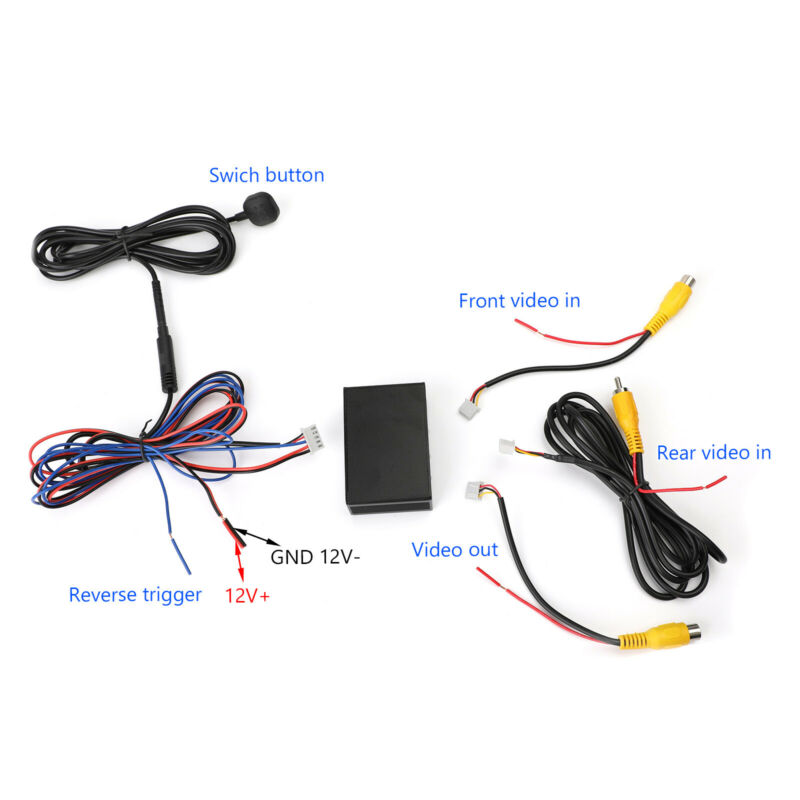 Convertidor de caja de Control de 2 canales, interruptor de cámara de visión de estacionamiento trasero delantero Universal para coche SUV