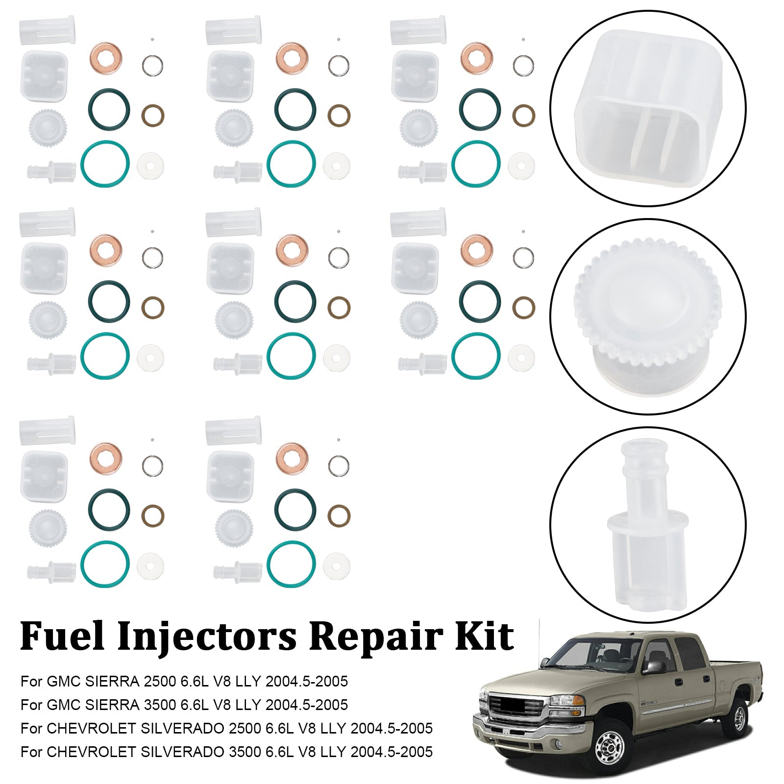 Kit di riparazione iniettore carburante 8 pezzi per Chevy GMC Duramax 6.6L 2004-2005 Diesel