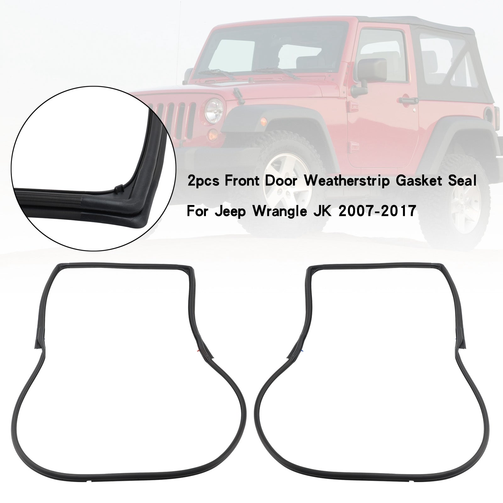 Jeep Wrangle JK 2007-2017 2 pièces joint d&#39;étanchéité de porte avant