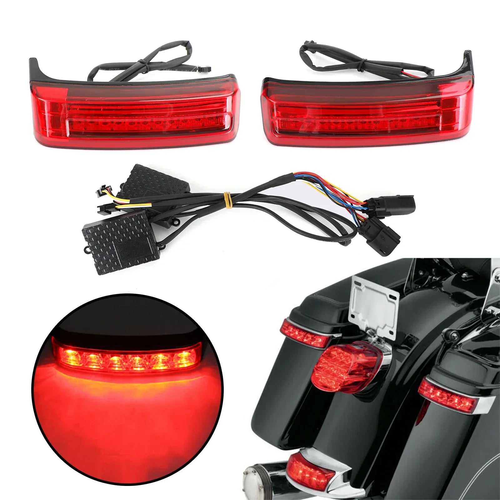 LED Tail Bag Borse da sella Run Brake Turn Lamp Lights per Touring 2014-2021 Generico