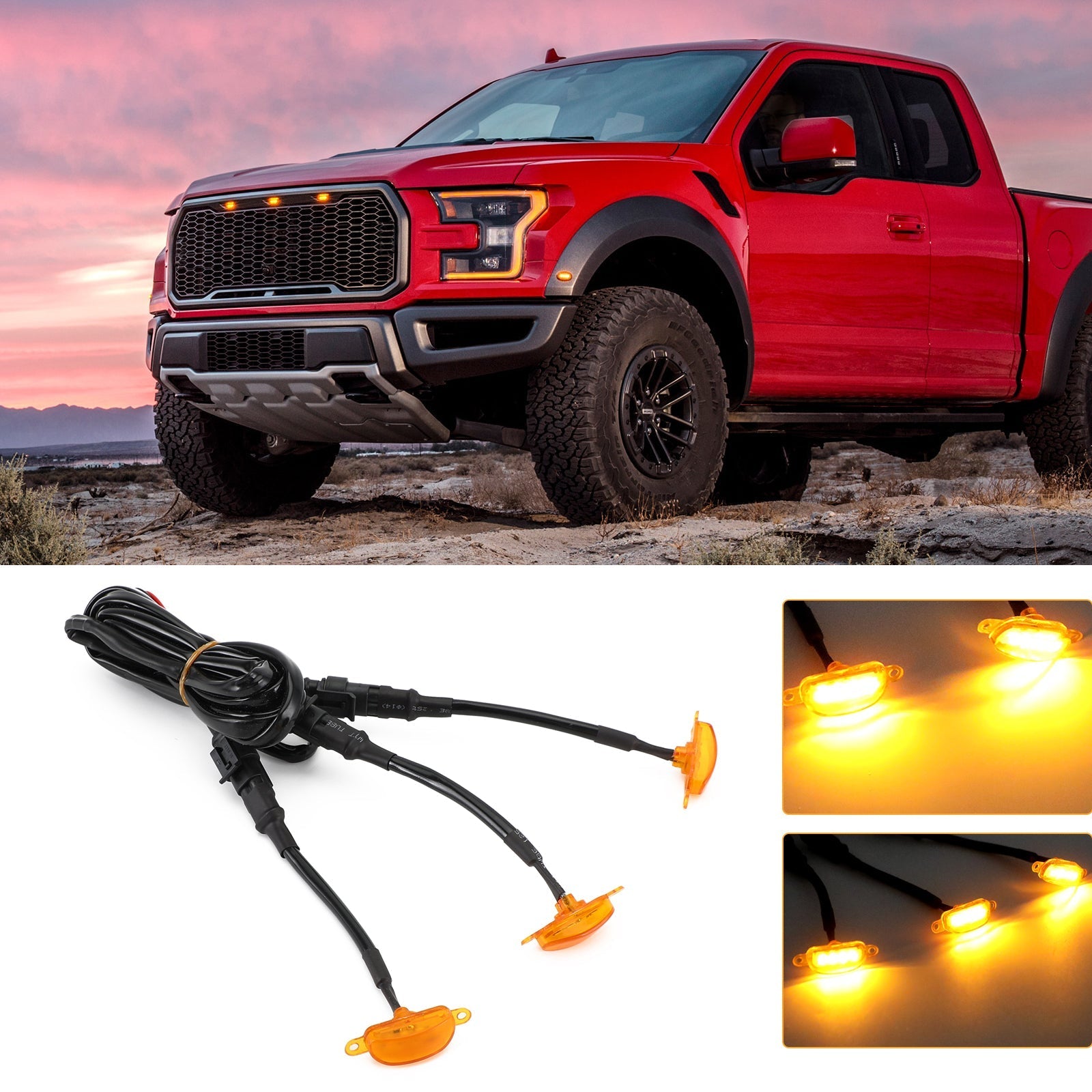 3pcs lente ambra lampada LED ambra Raptor griglia luce corrente per Ford F-150 generico