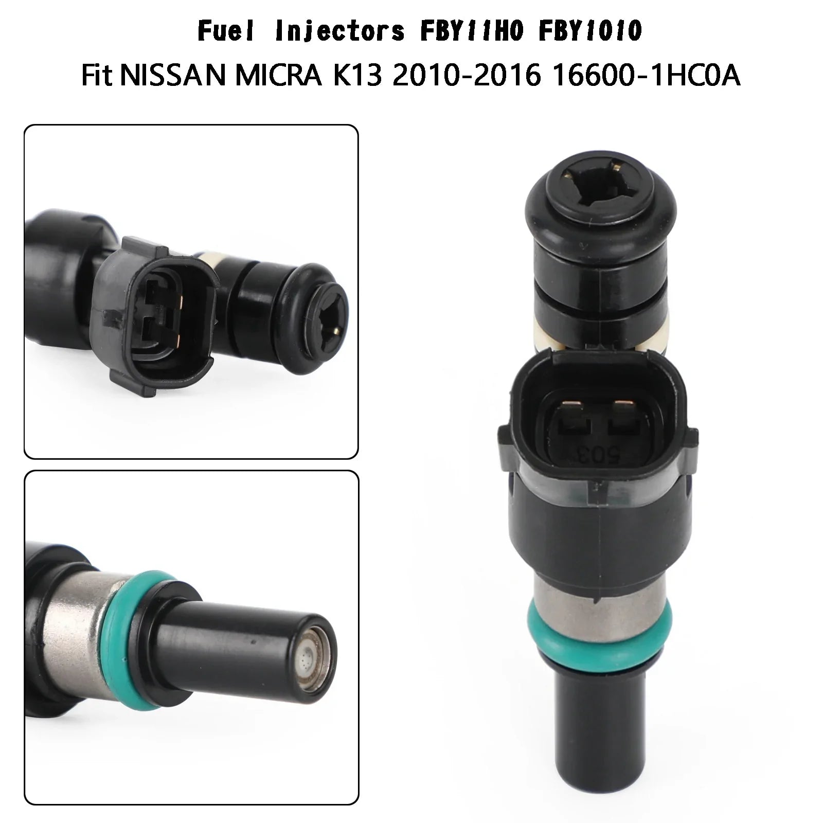 4 inyectores de combustible FBY11H0 FBY1010 compatibles con NISSAN MICRA K13 2010-2016 16600-1HC0A genérico