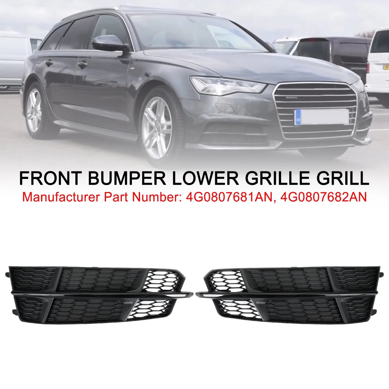 2016-2018 Audi A6 C7 S-Line Grille inférieure de pare-chocs avant Noir mat