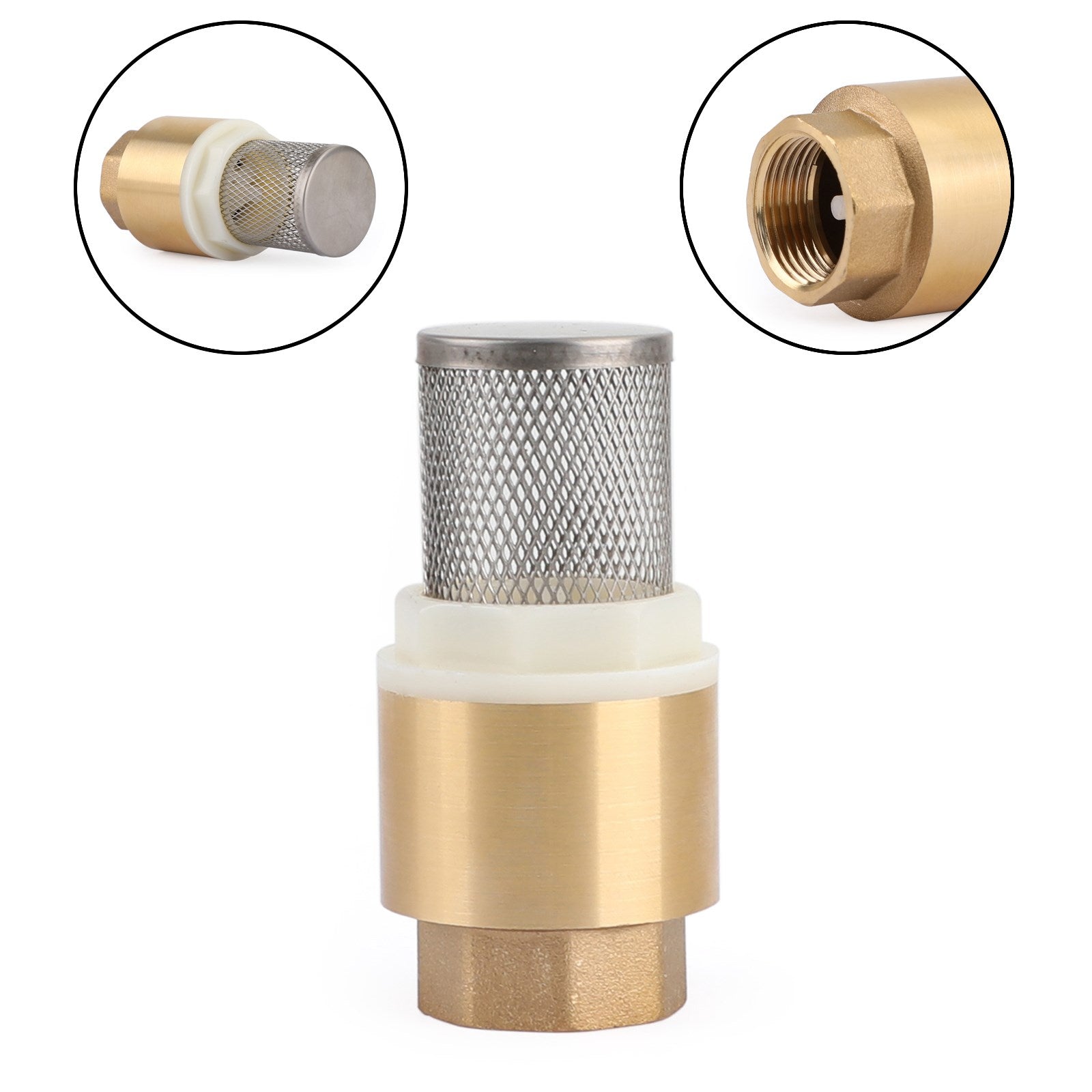 Clapet de pied anti-retour en ligne 3/4" NPT en laiton à ressort avec filtre 200 PSI