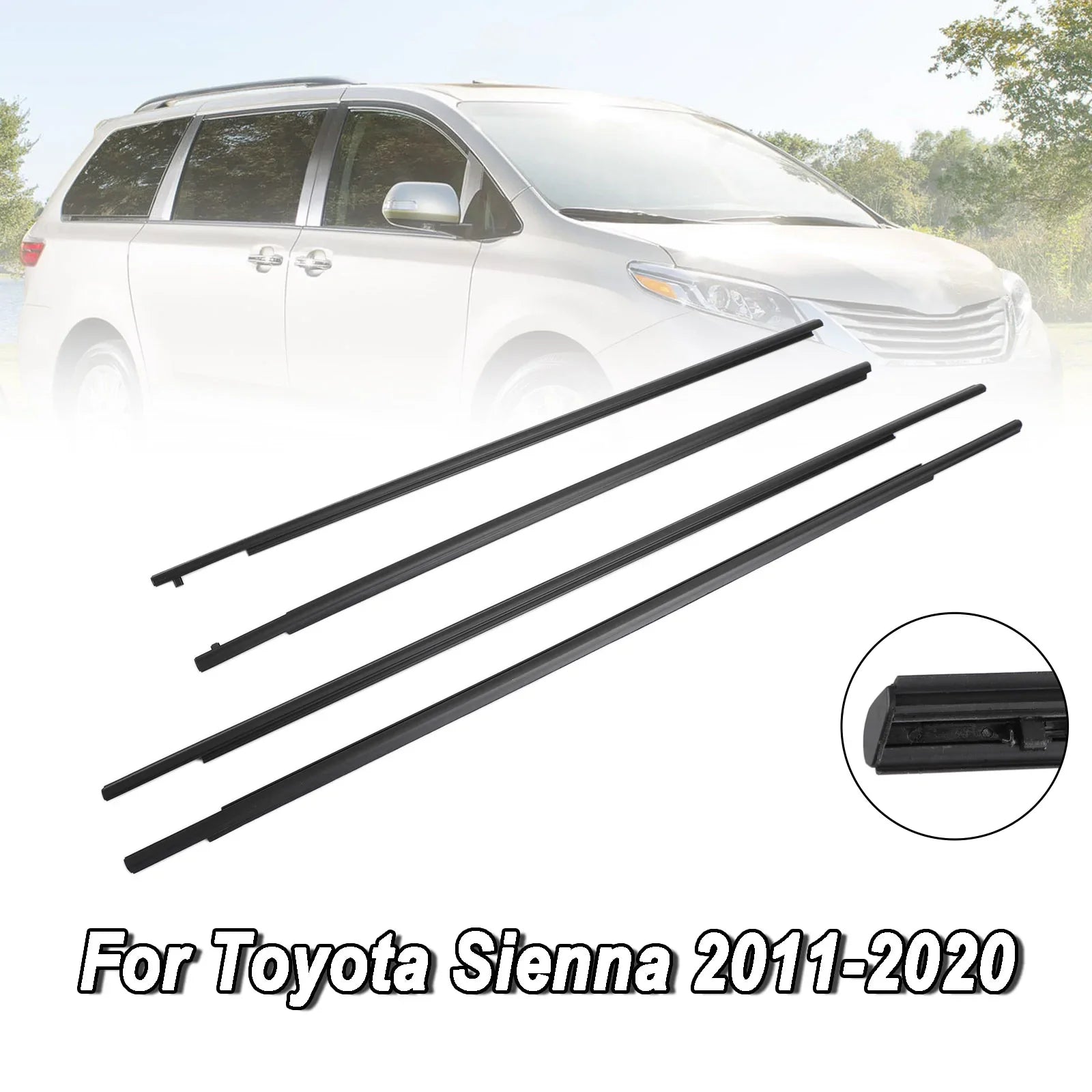 Toyota Sienna 2011-2020 Moldura de marco de burlete para ventana de automóvil