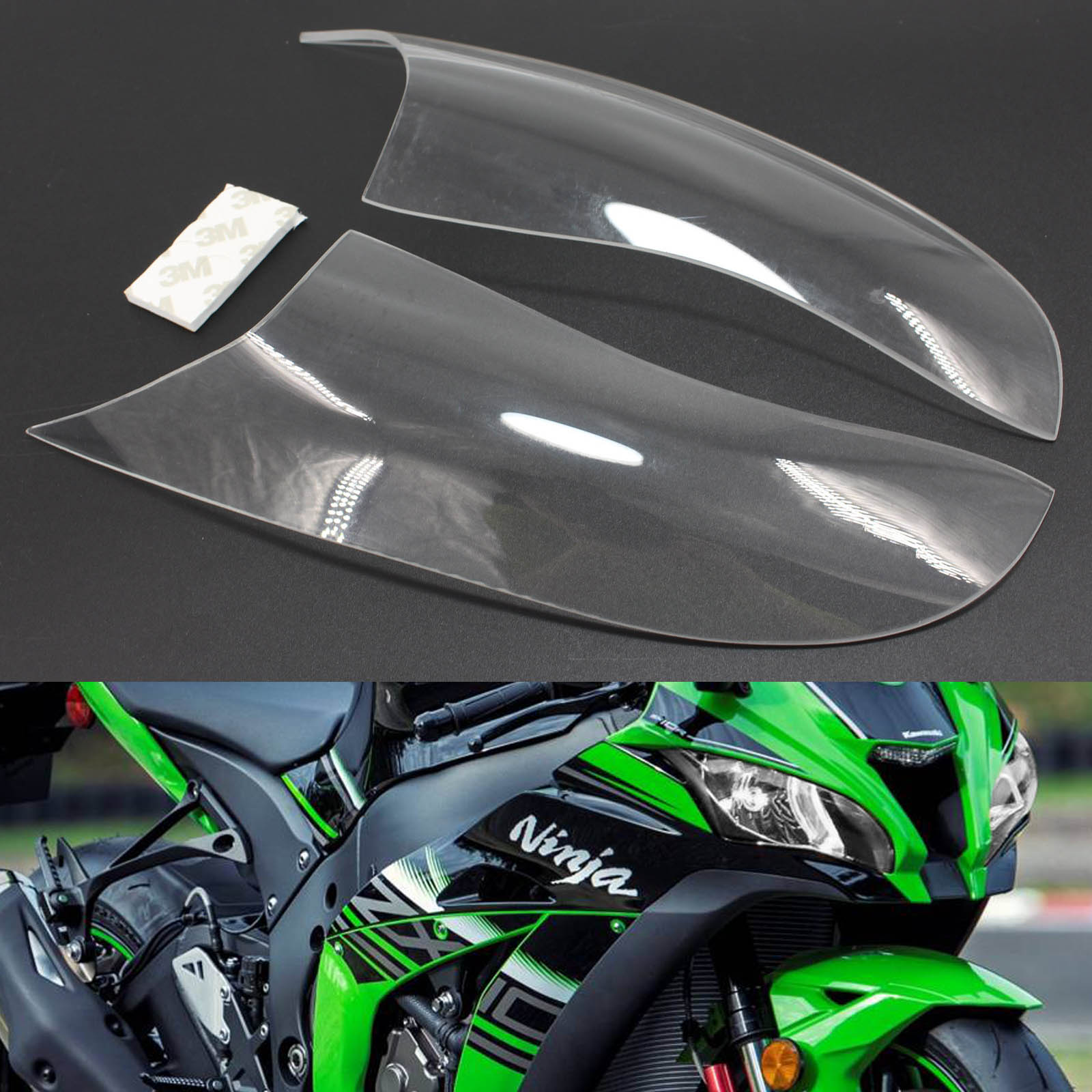 Osłona ochronna obiektywu przedniego reflektora pasuje do Kawasaki Zx-10R Zx 10R 16-18 Generic Smoke