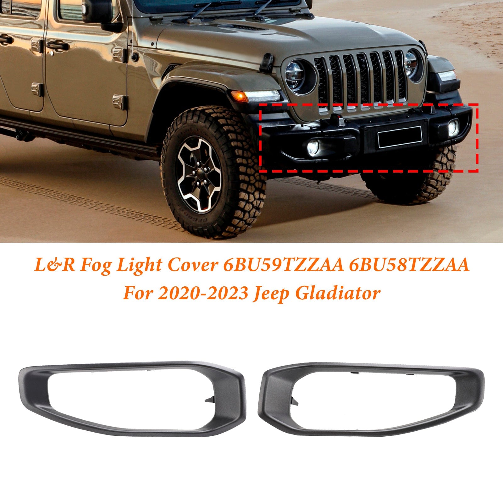 Jeep Gladiator 2020-2023 Sumuvaloverhoilupari 6BU59TZZAA 6BU58TZZAA
