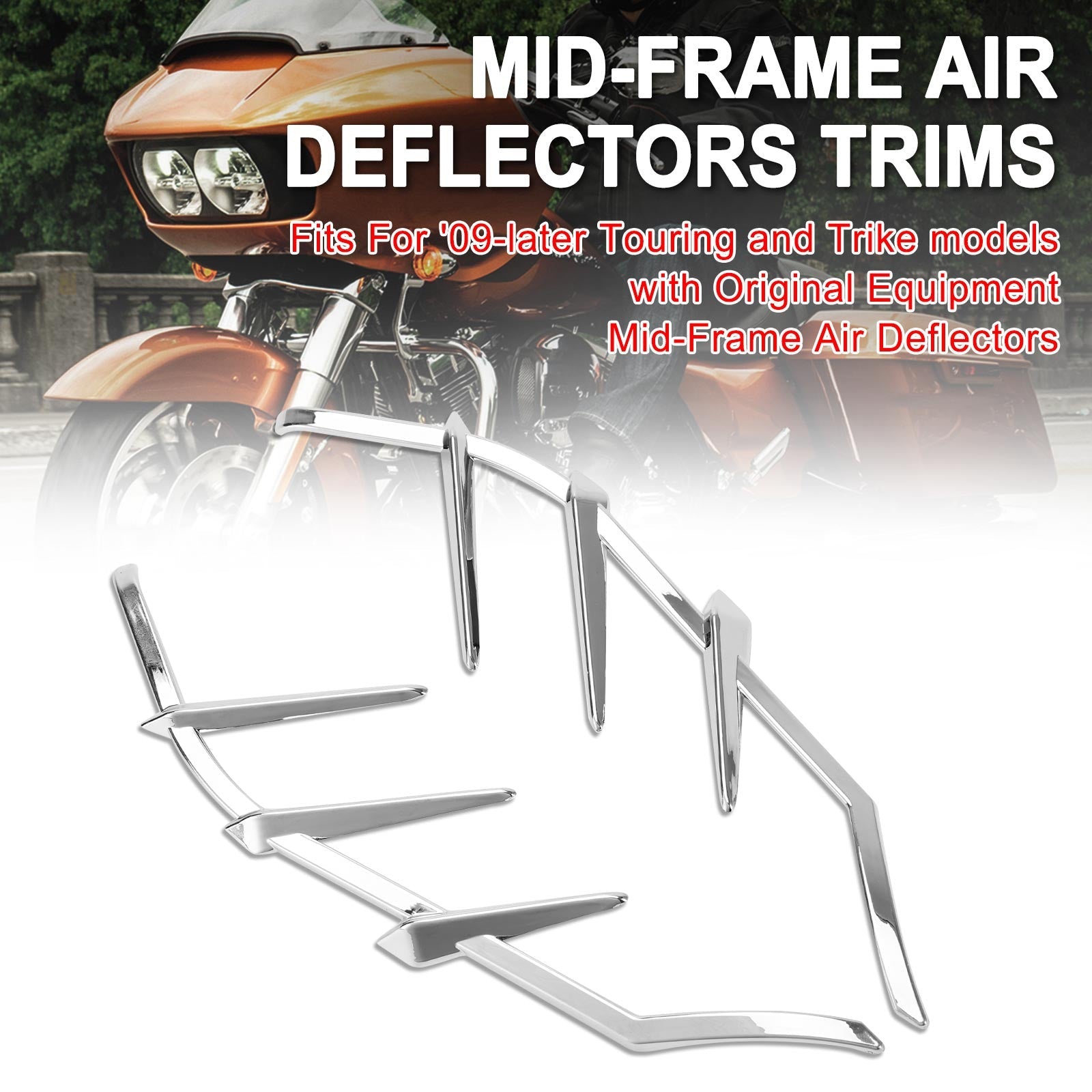 Road Street Electra Glide 2009-2023 Embellecedores deflectores de viento cromados de marco medio