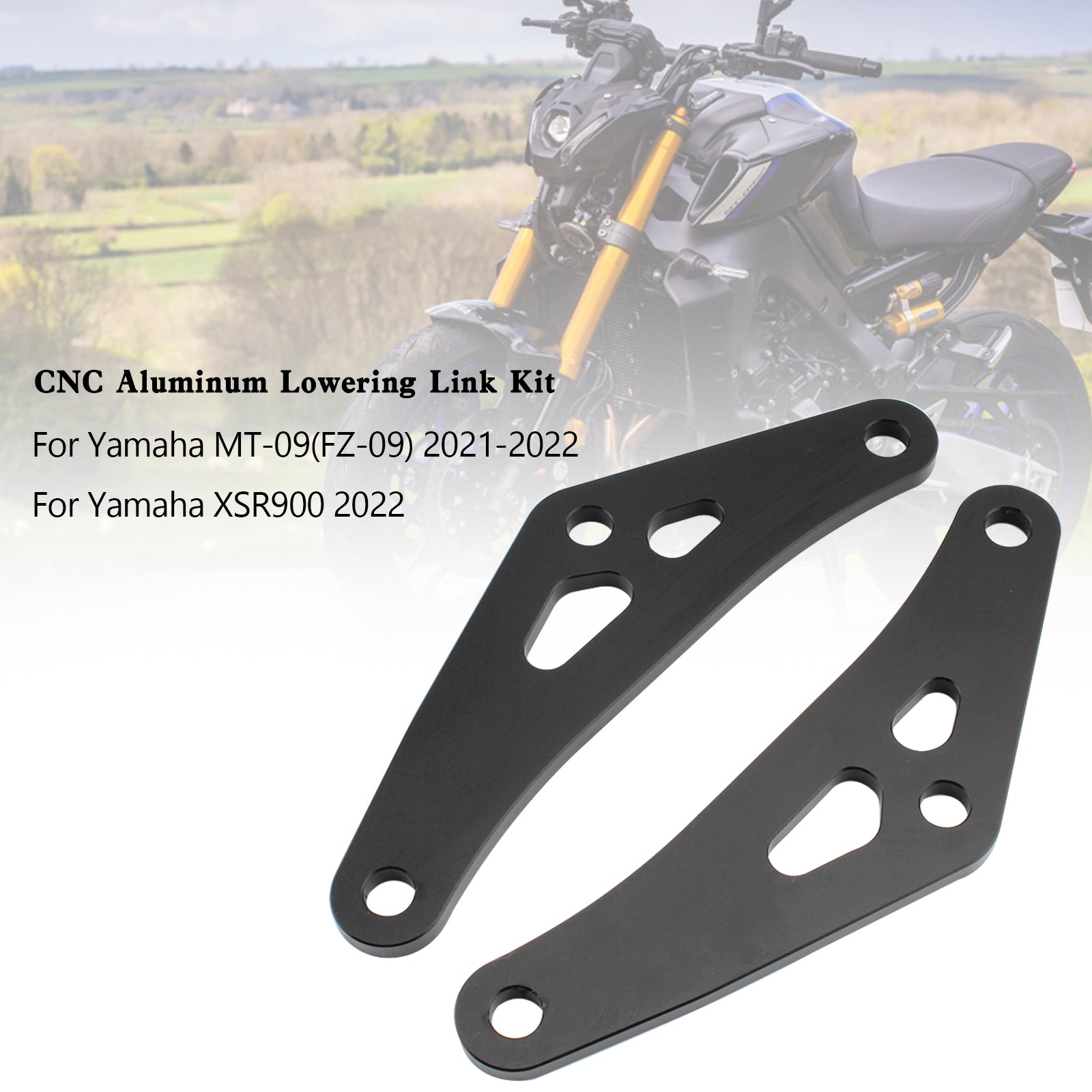 Yamaha 2022 XSR900 / 2021-2022 MT-09 (FZ-09) Kit collegamento di abbassamento in alluminio CNC