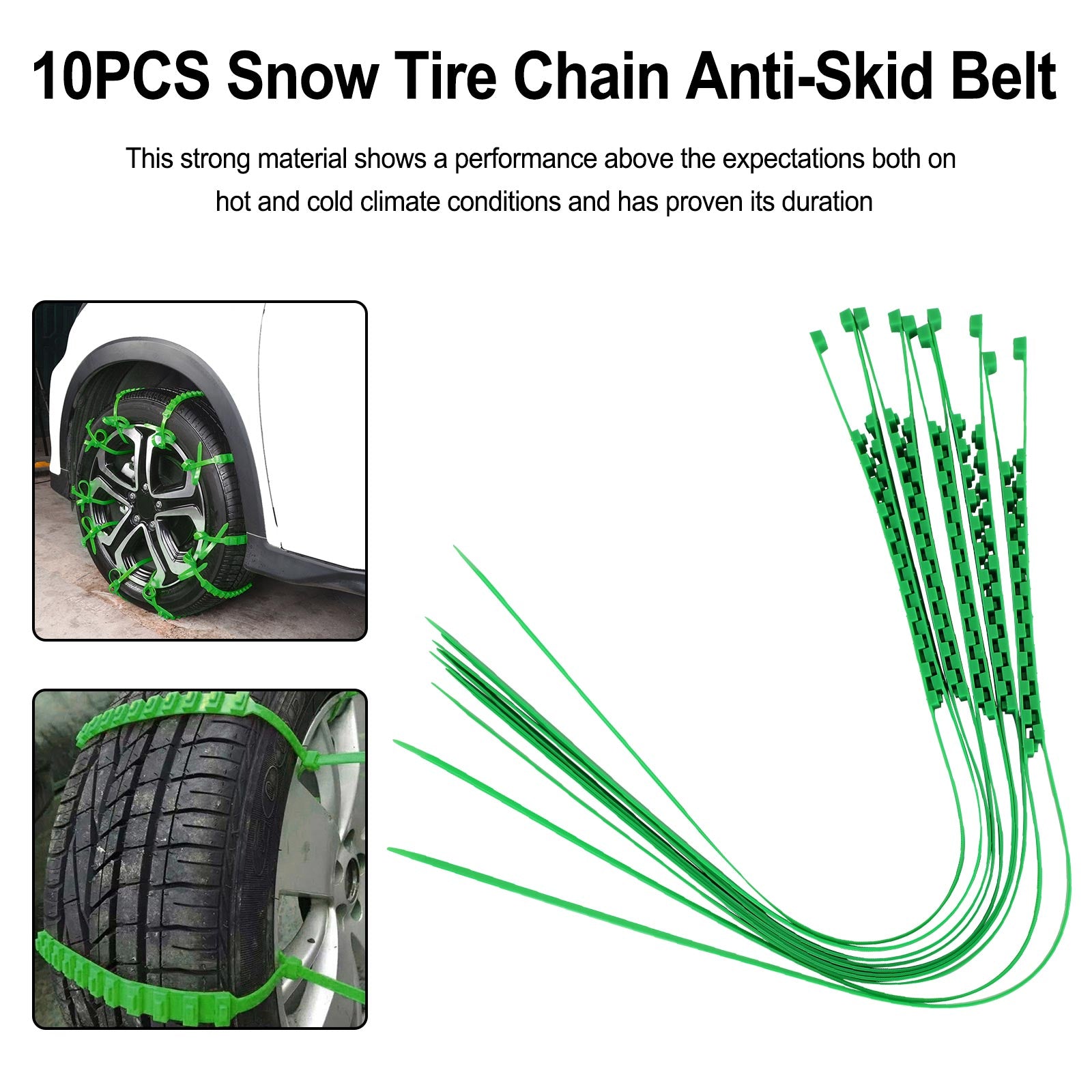 Ceinture antidérapante de chaîne de pneu de neige de 10PCS pour la conduite hivernale d'urgence de SUV de camion de voiture générique