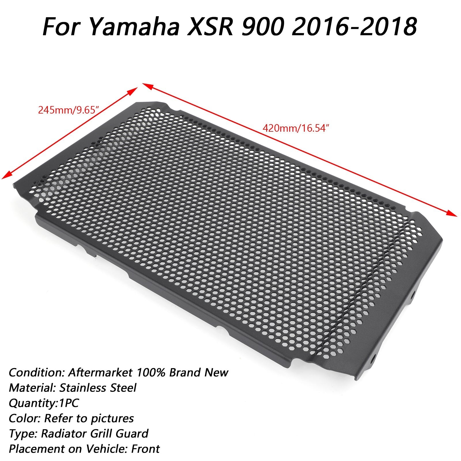COUVERCLE DE PROTECTION DE RADIATEUR NOIR Fit for Yamaha XSR Tracer 900 / GT 16-20 Generic