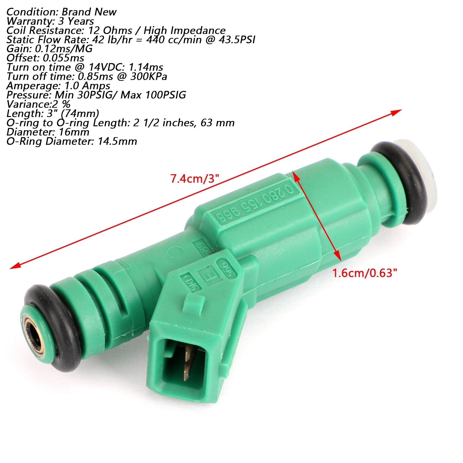 Juego de 8 inyectores de combustible EV1 de 42 lb para Chevrolet Pontiac Ford TBI LT1 LS1 LS6 440 cc genérico