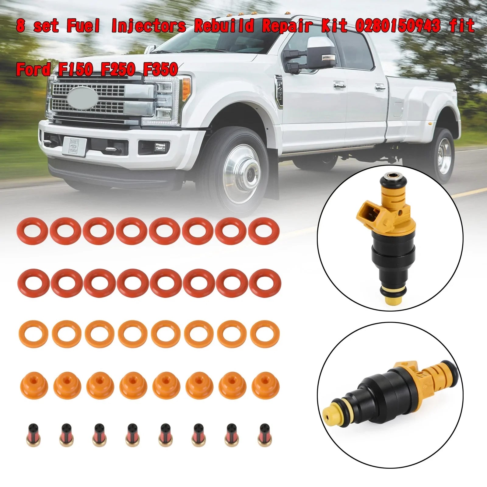 8 Kit de reparación de reconstrucción de inyector de combustible 0280150943 para Ford F150 F250 F350 genérico