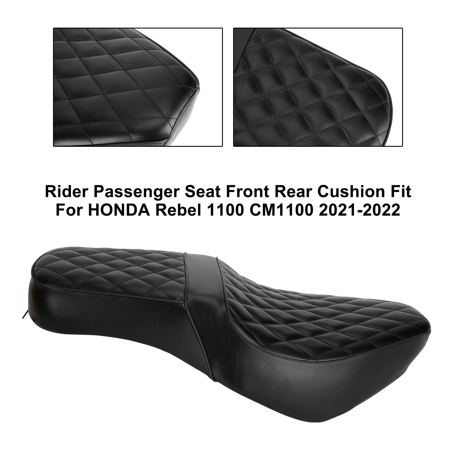 2021-2022 HONDA Rebel 1100 CM1100 Cojín completo para asiento de pasajero, negro mate