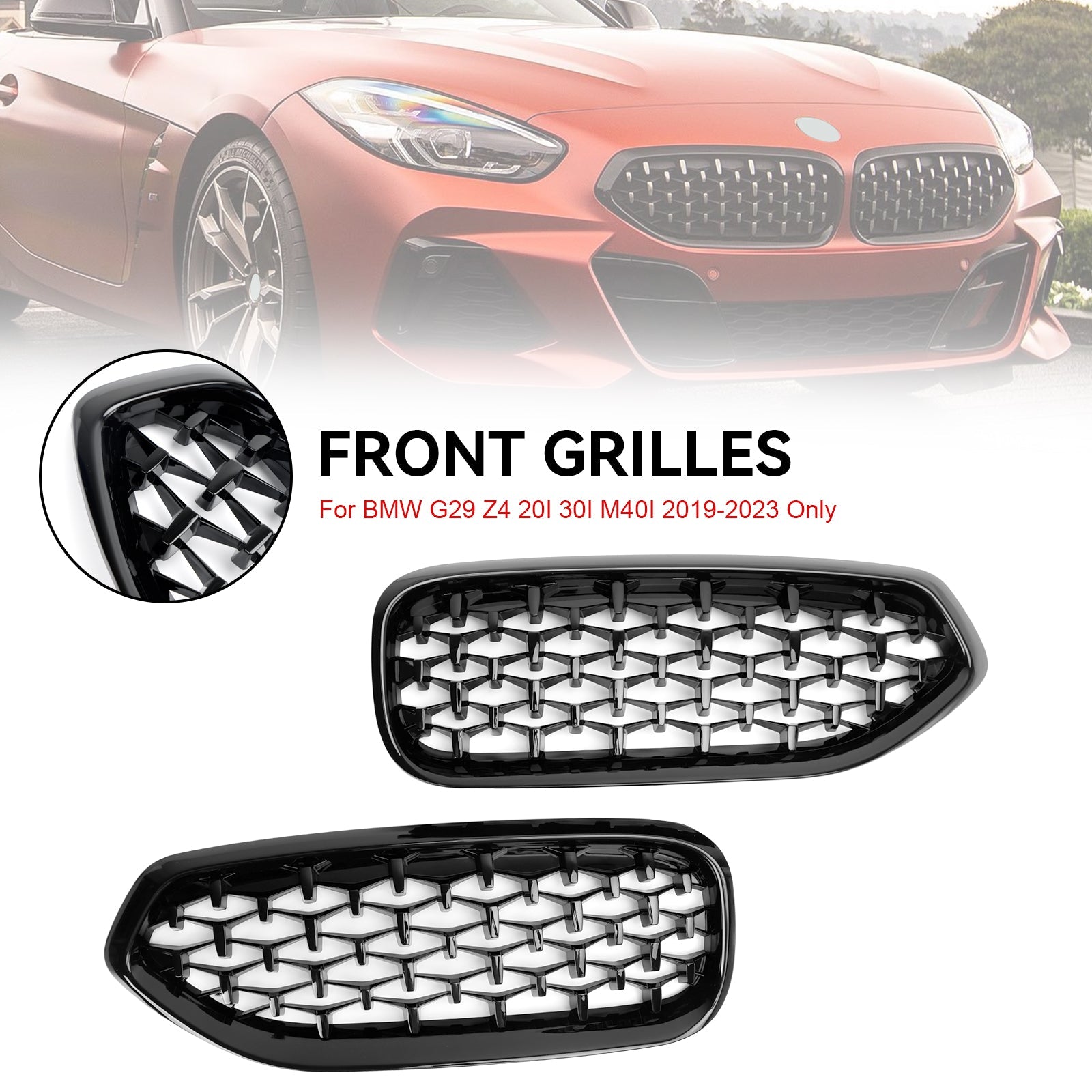 Grille de calandre avant noire brillante de style diamant pour BMW G29 Z4 2019-2023