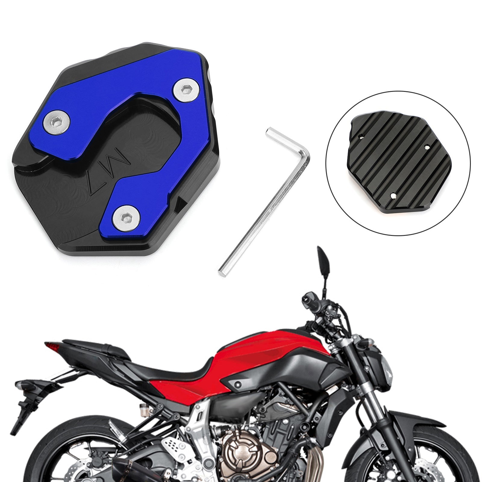 Piastra estensione cavalletto laterale per Yamaha MT-07 FZ-07 Piastra estensione cavalletto laterale per Yamaha MT-07 FZ-07 Titanio Generico