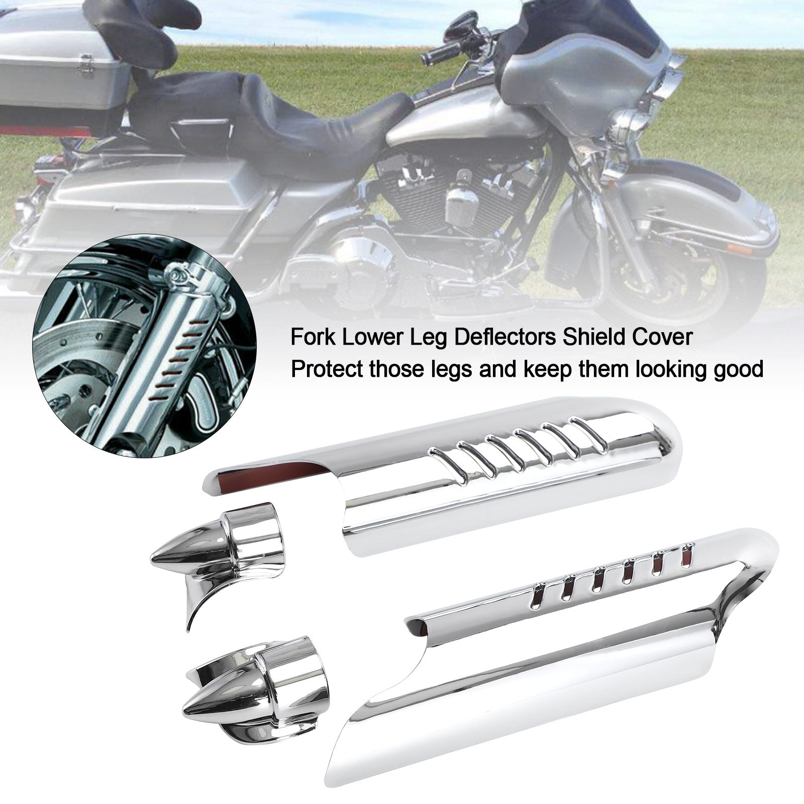 Couverture de bouclier de déflecteurs de jambe inférieure de fourche pour Touring Electra Glide FLHT 2000-2013 générique