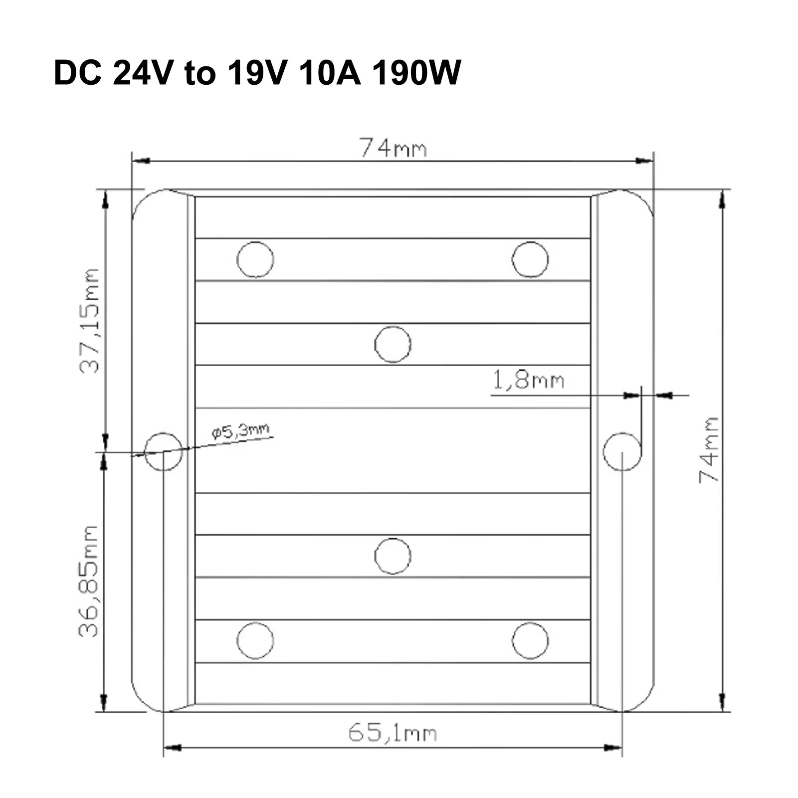 Étanche 24V à 19V 10A 190W Régulateur de convertisseur de puissance CC/CC abaisseur