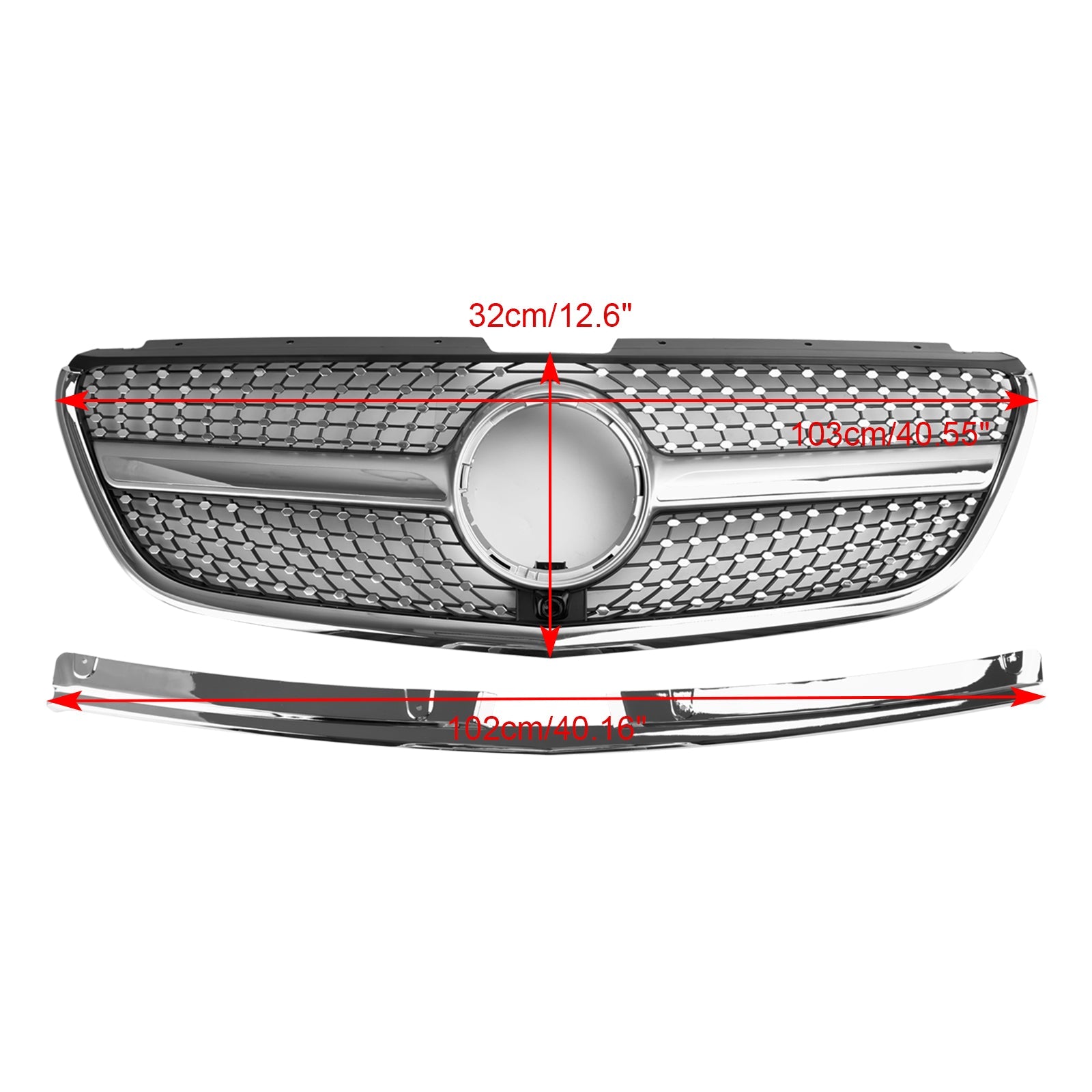 Grille de pare-chocs avant en diamant pour Mercedes Vito W447 2015-2019 GT Stlye