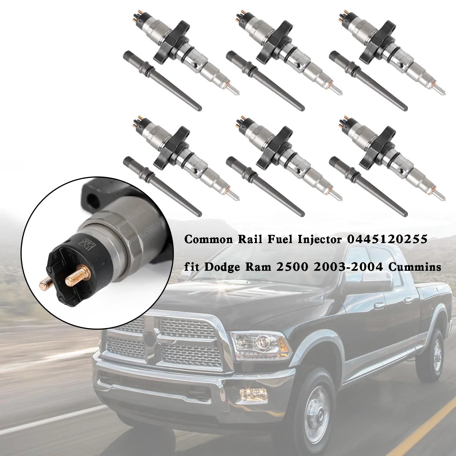Dodge Ram 2500 3500 Trucks 5.9L Diesel 2004 Producción temprana 1 habitaciones/6 habitaciones Inyector de combustible con rampa común 0445120255 Genérico
