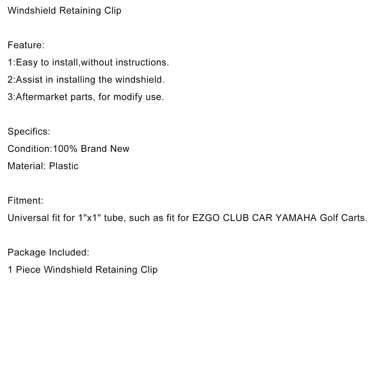 Clip de retenue de pare-brise de voiturette de golf pour EZGO CLUB CAR YAMAHA Generic