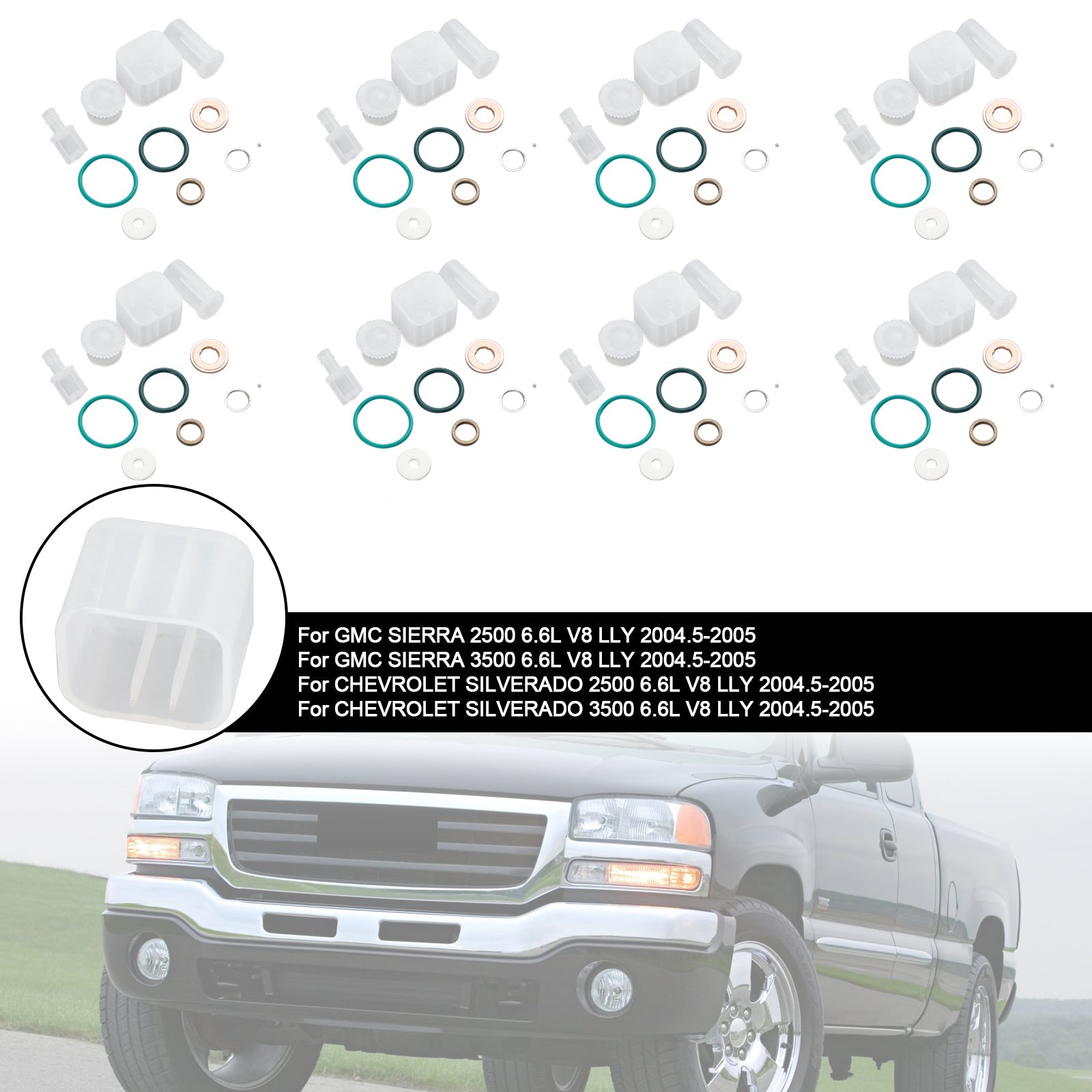 Kit de reparación de inyectores de combustible de 8 piezas para Chevy GMC Duramax 6.6L 2004-2005 Diesel