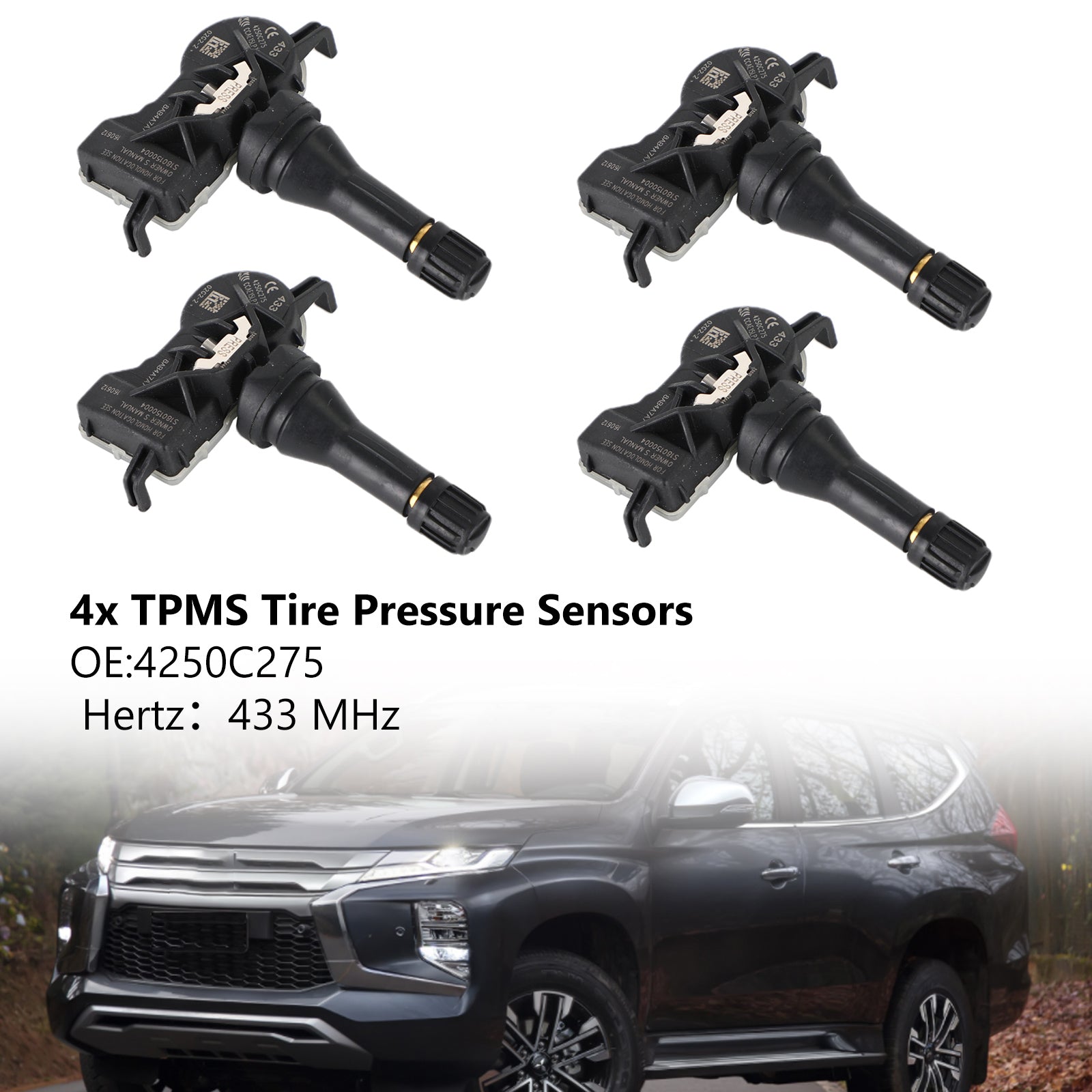 4x Sensor de presión de neumáticos TPMS 4250C275 para Mitsubishi Attrage Mirage Pajero genérico