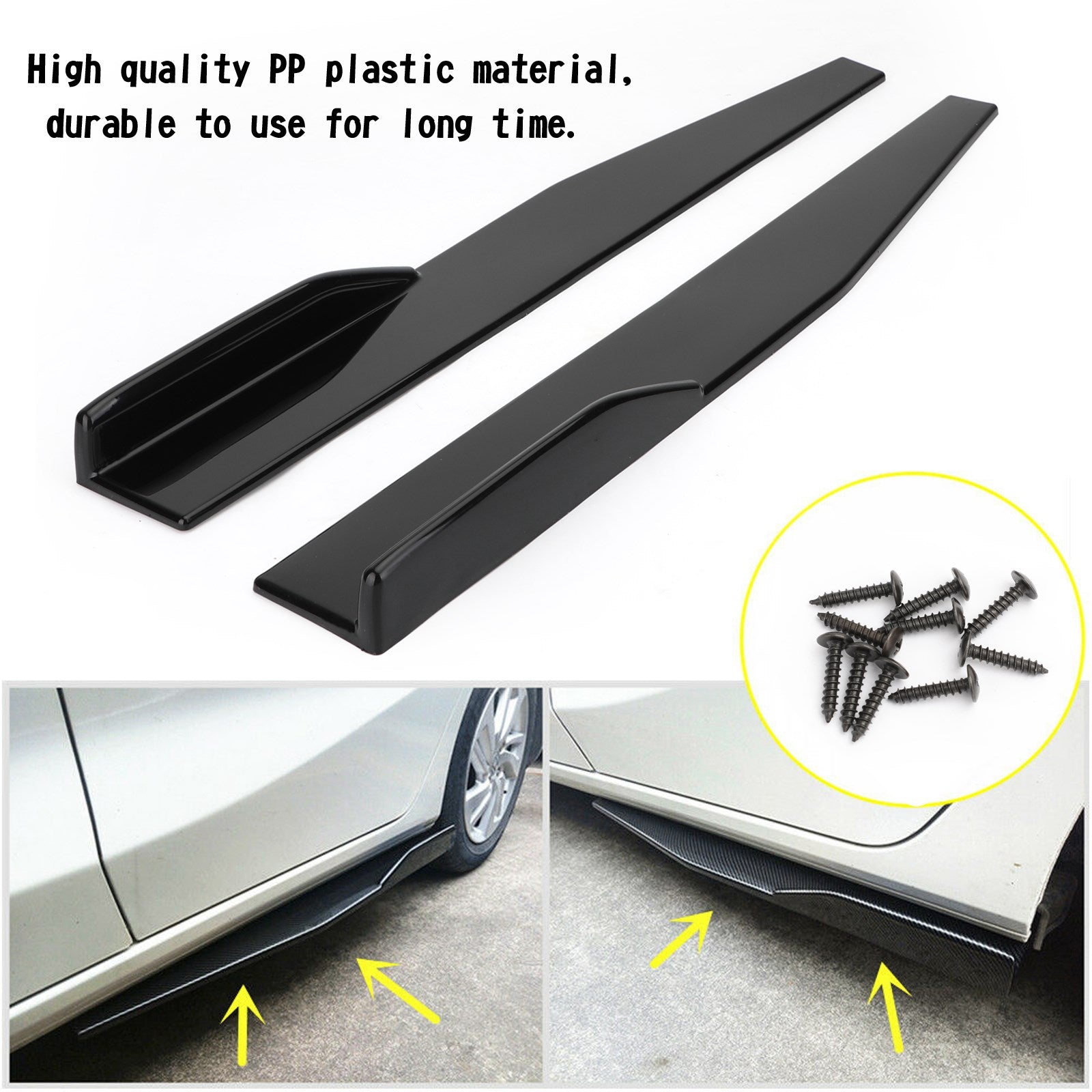 Paire 86cm Car Gloss Black Side Jupes Rocker Splitters Diffuseur Winglet Wings Generic