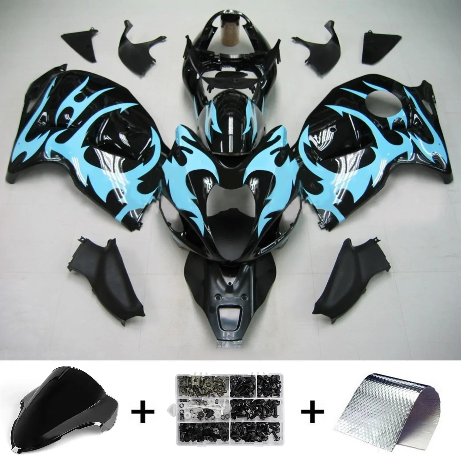 Amotopart Suzuki Hayabusa GSXR1300 1999-2007 Kit Carénage Carrosserie Plastique ABS