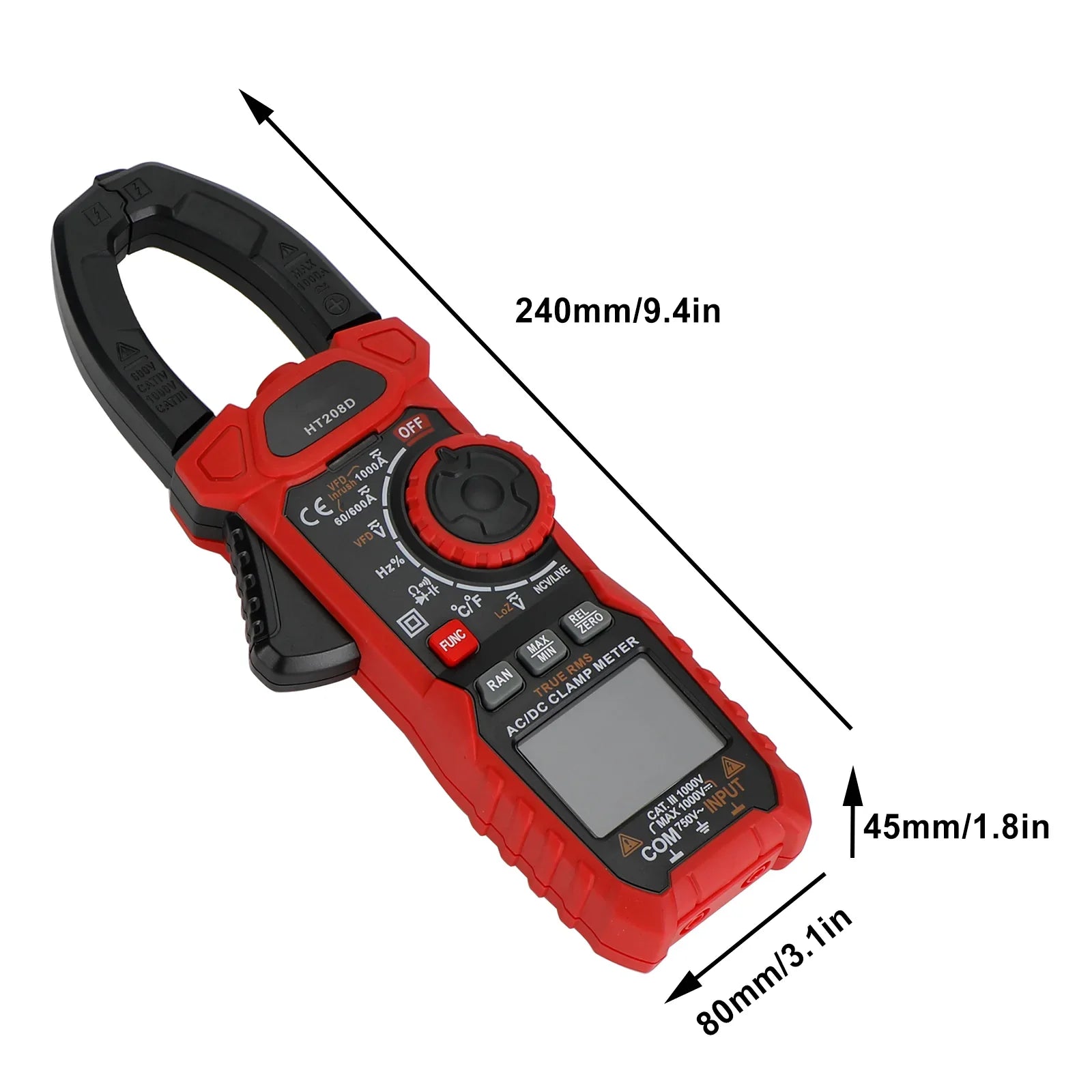 HT208D Pince ampèremétrique AC DC 6000 compte le testeur de résistance de tension actuelle