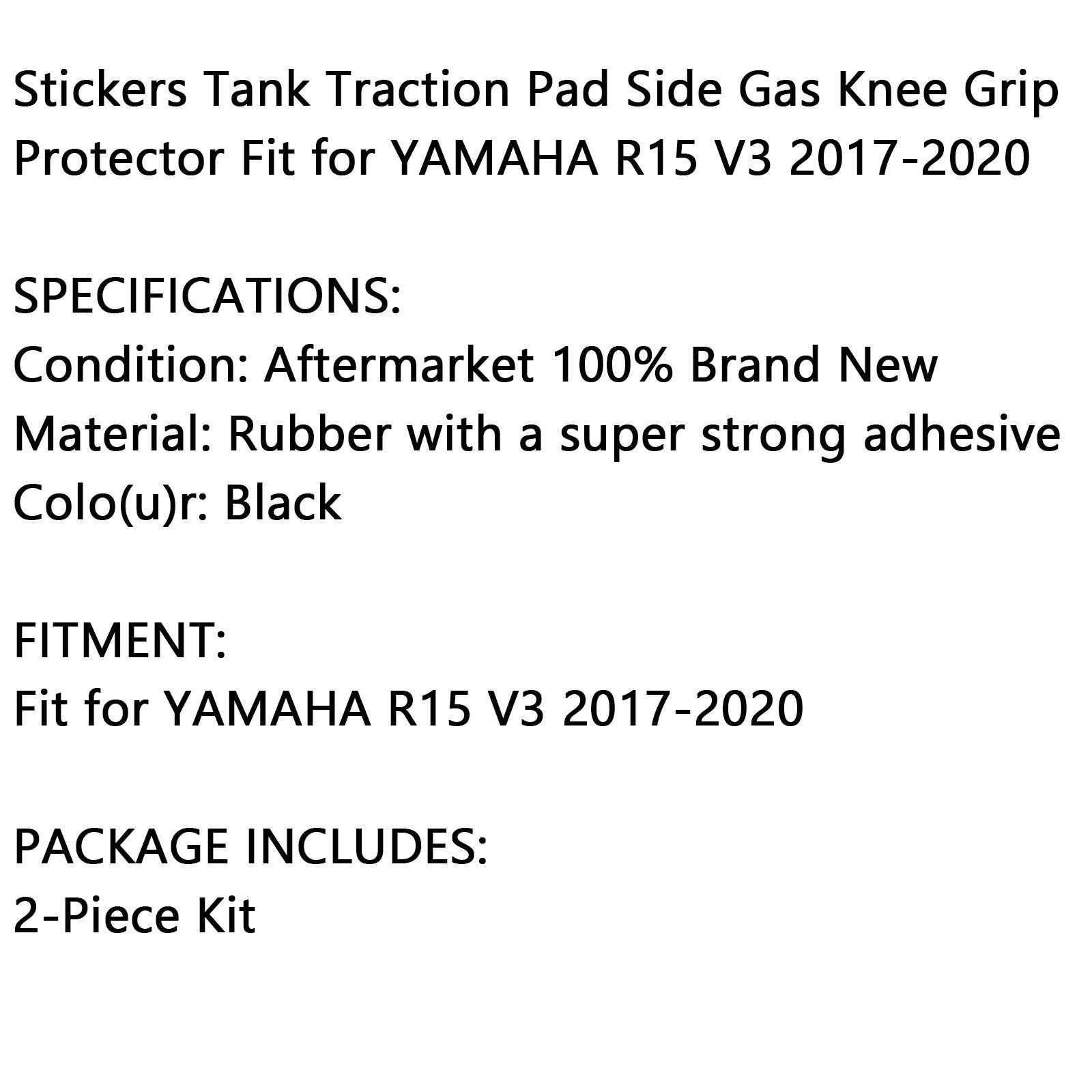 Paire de protège-réservoir latéraux pour Yamaha R15 V3 2017-2020 caoutchouc noir générique