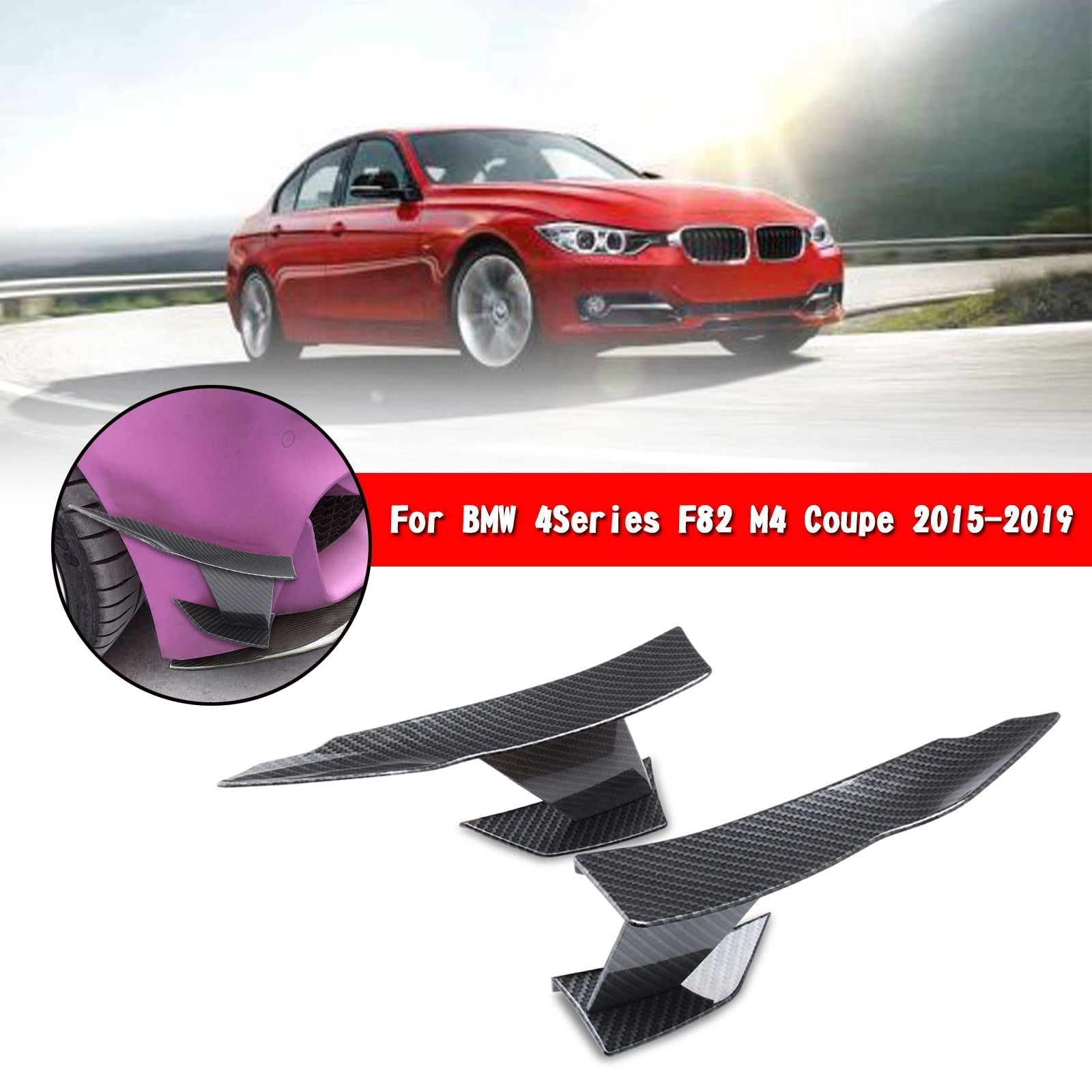 Ailerons de séparateur de lèvre avant en fibre de carbone pour BMW Série 3 F80 M3 15-19 générique